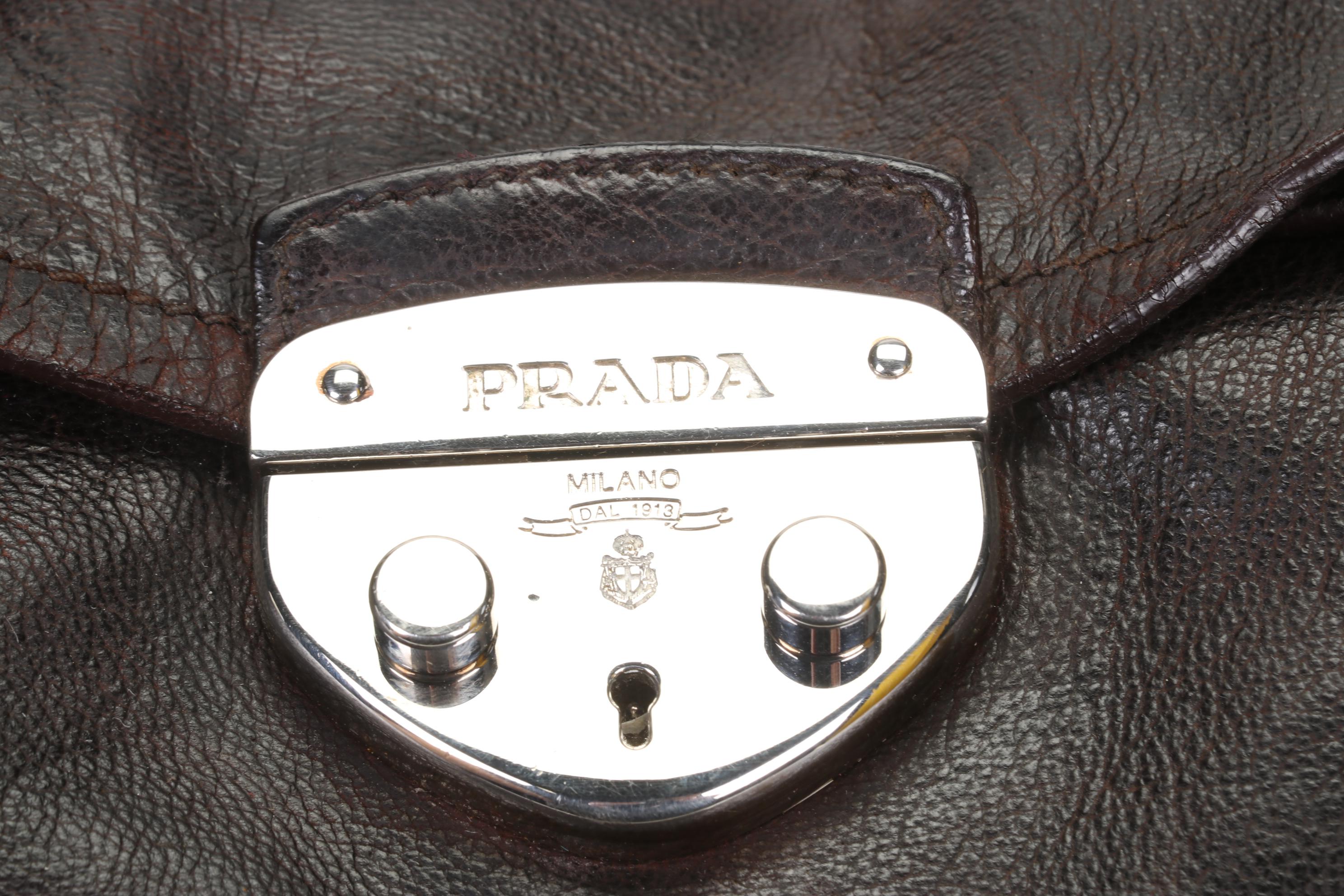 Prada Vitello Easy Satchel in Brown Lambskin Leather