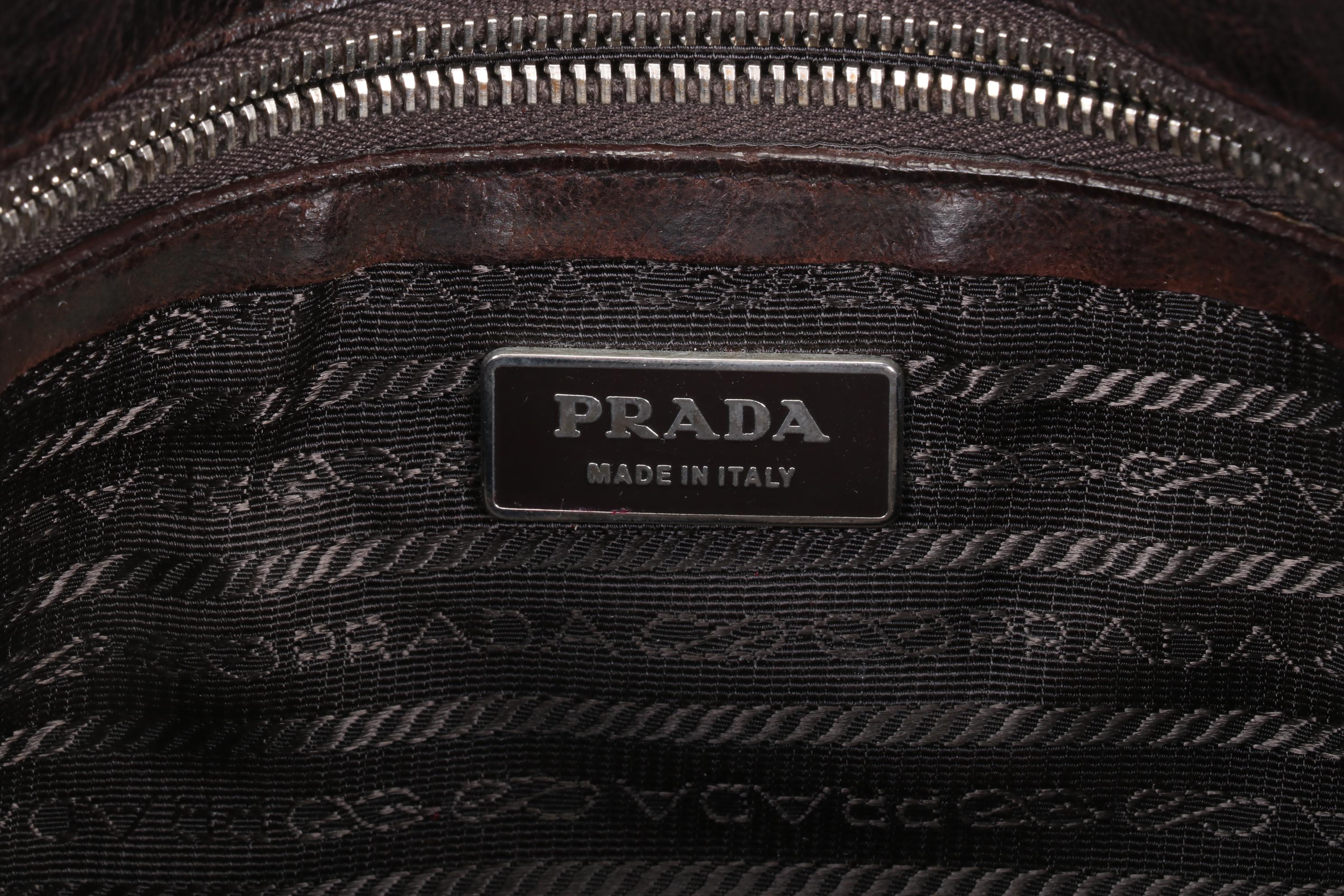 Prada Vitello Easy Satchel in Brown Lambskin Leather