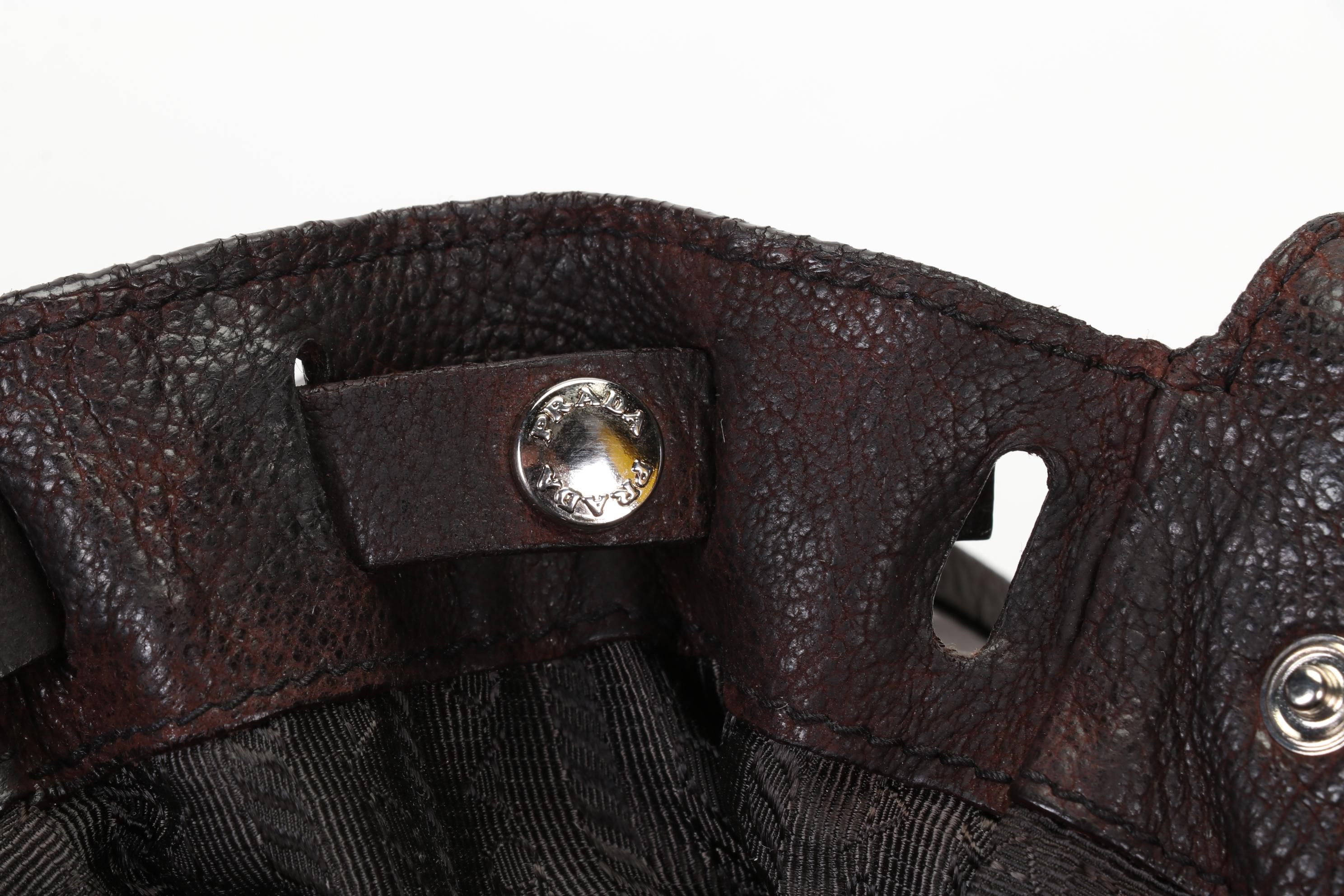 Prada Vitello Easy Satchel in Brown Lambskin Leather