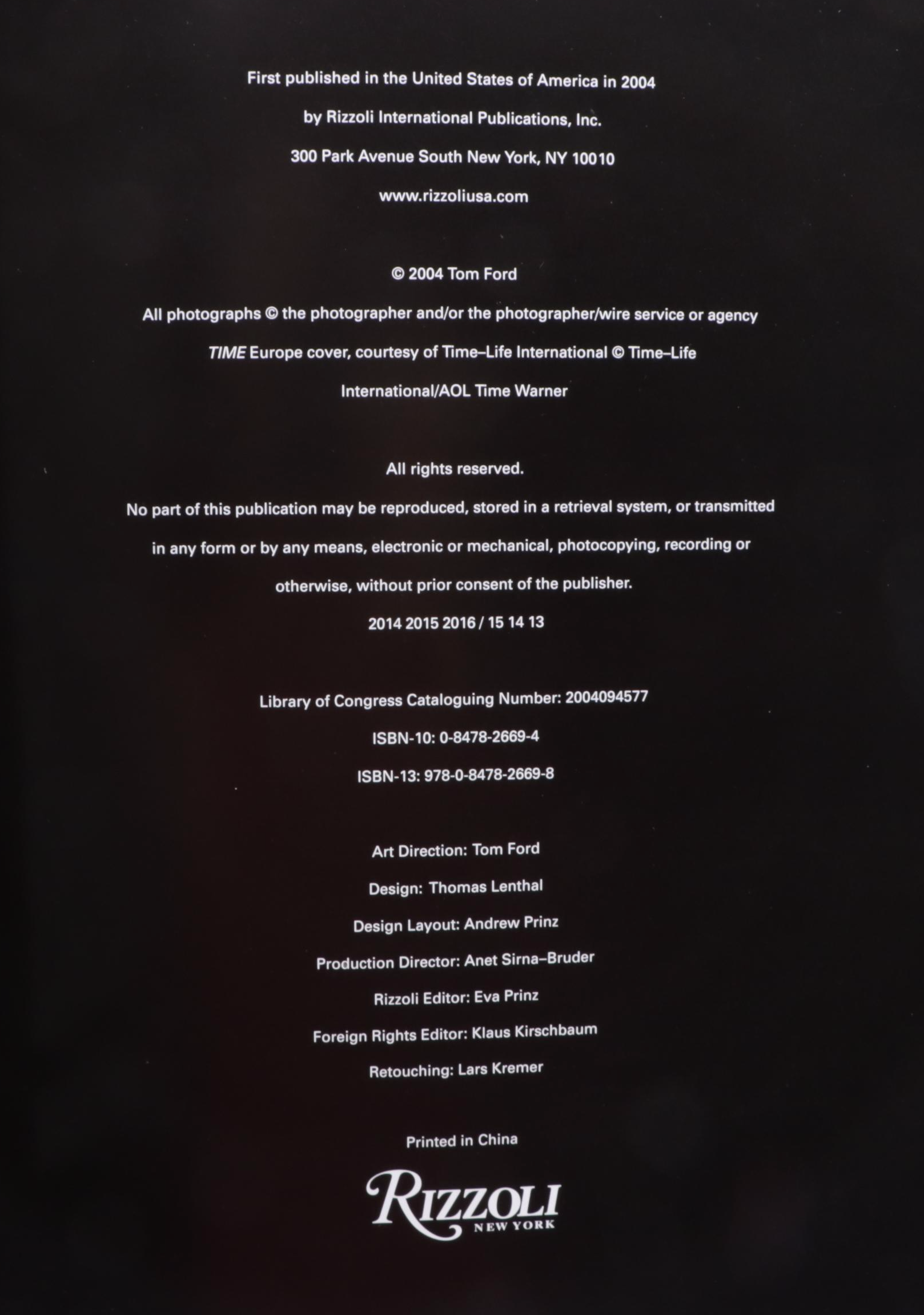 "Tom Ford" Fashion Catalogue by Tom Ford and Bridget Foley, 2014