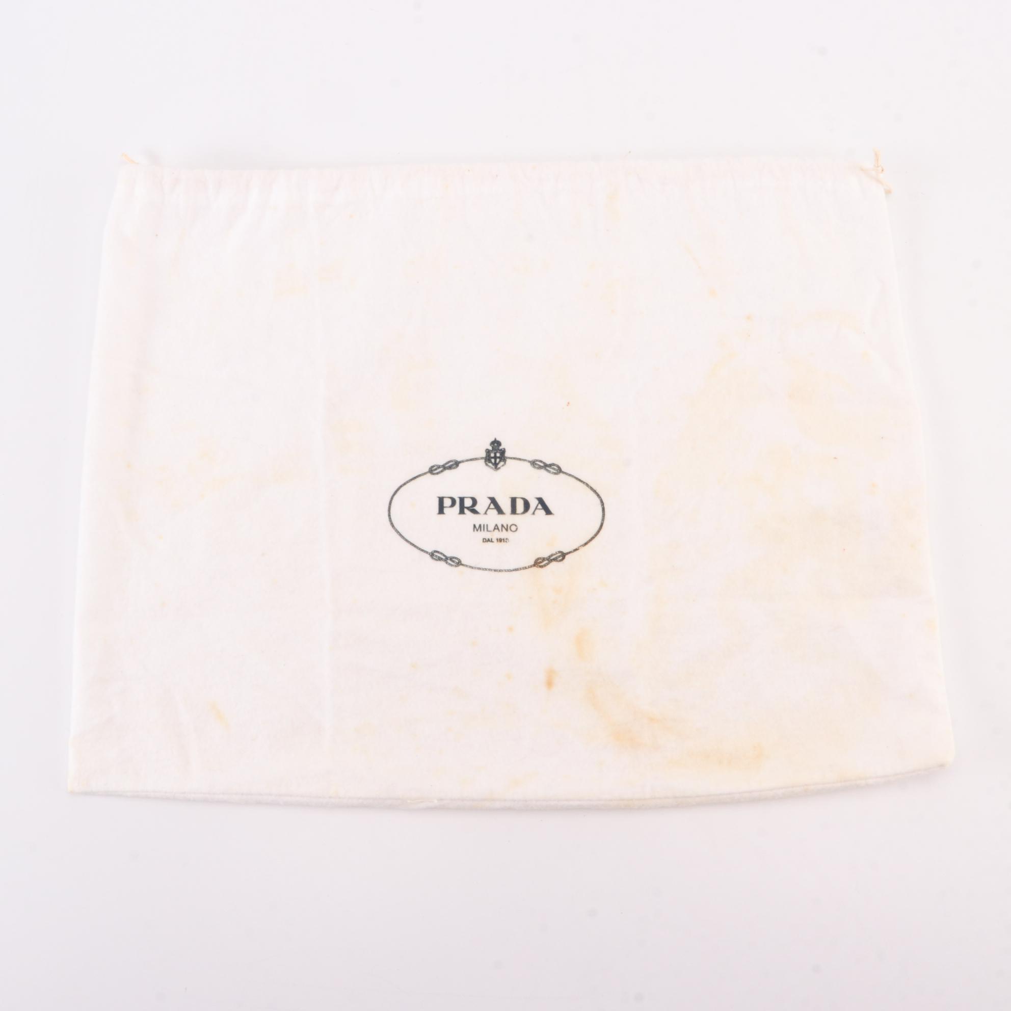 Prada Small Zip Shoulder Bag in Metallic-Tone Black Cervo Lux Deerskin Leather