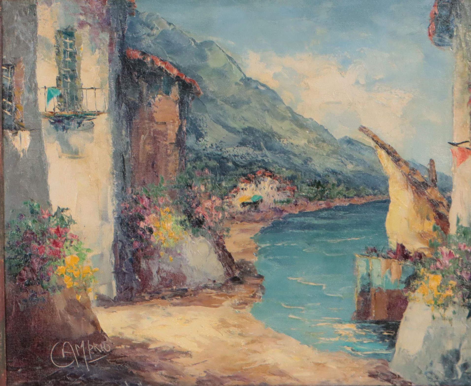Giovanni Camprio Oil Painting of Mediterranean Coast