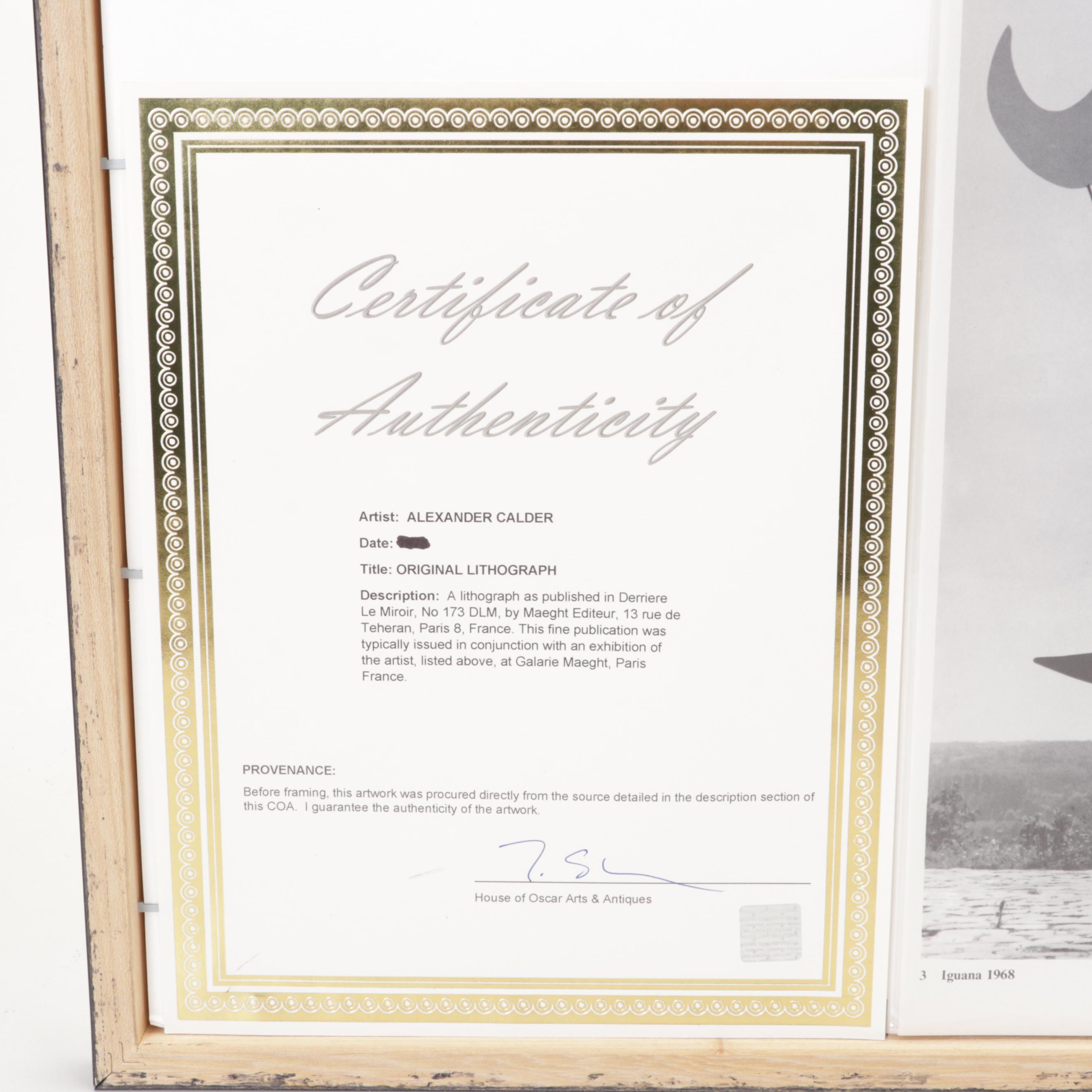 Alexander Calder Double-Page Color Lithograph for "Derrière le Miroir," 1968