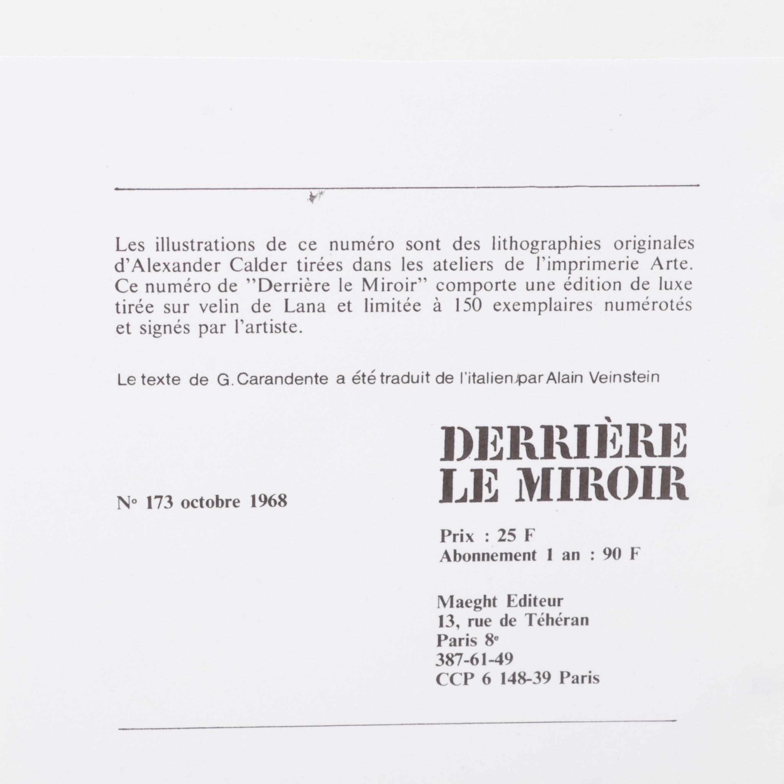 Alexander Calder Double-Page Color Lithograph for "Derrière le Miroir," 1968