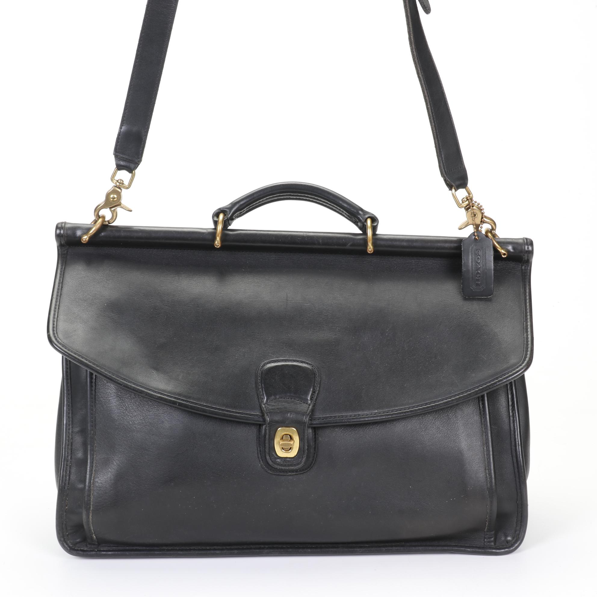 Coach Beekman Two-Way Messenger Bag Briefcase in Black Leather