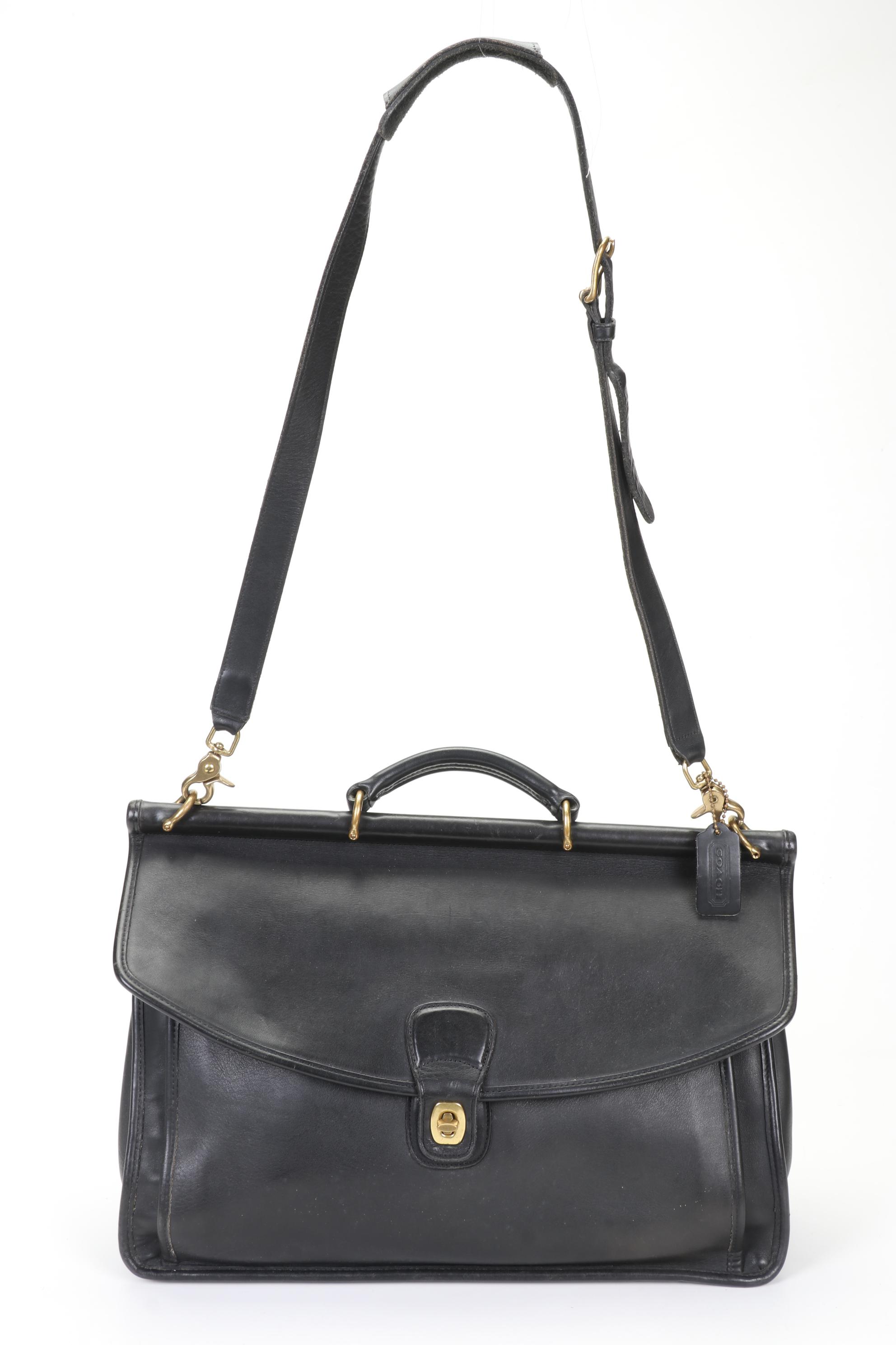 Coach Beekman Two-Way Messenger Bag Briefcase in Black Leather