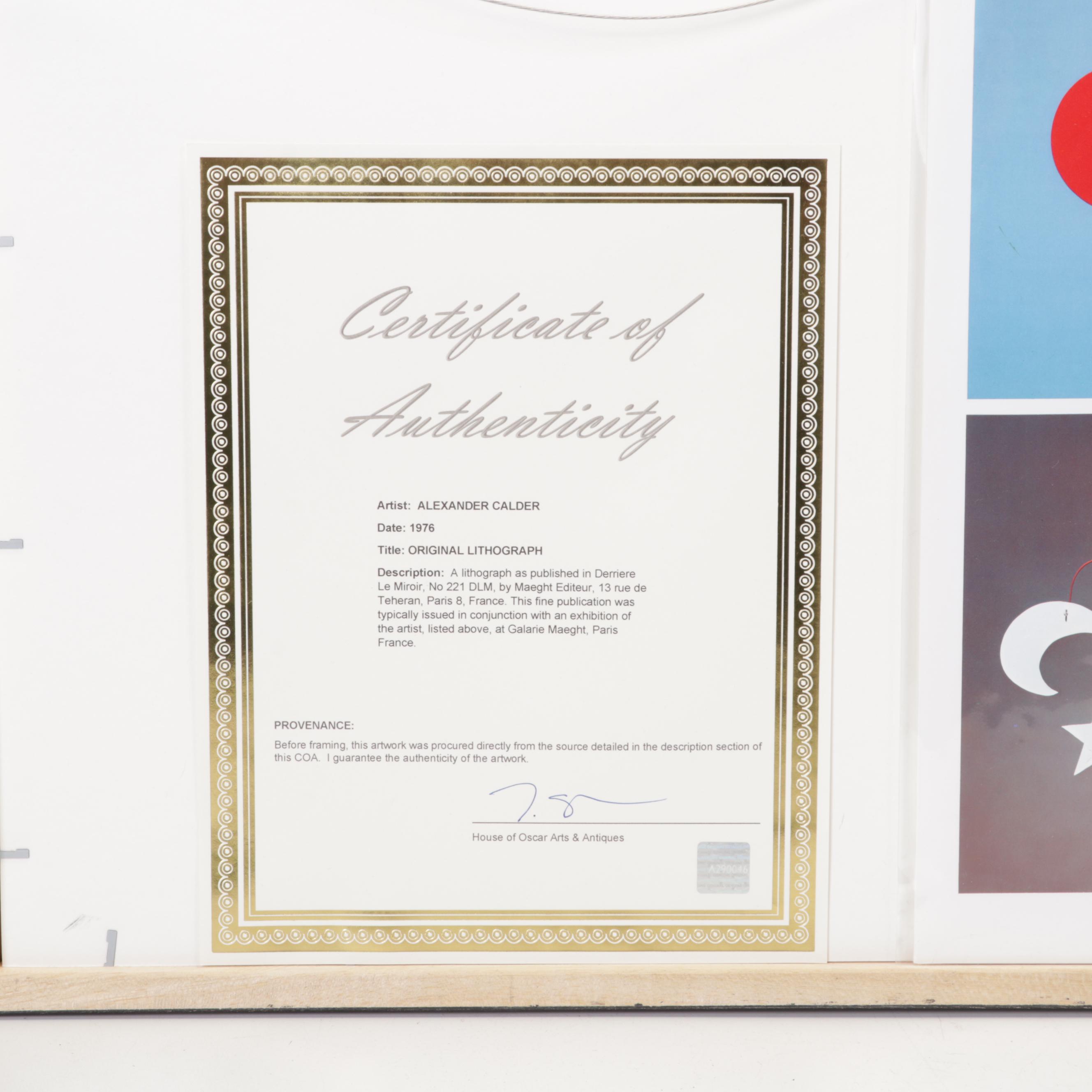 Alexander Calder Double-Page Color Lithograph for "Derrière le Miroir," 1976