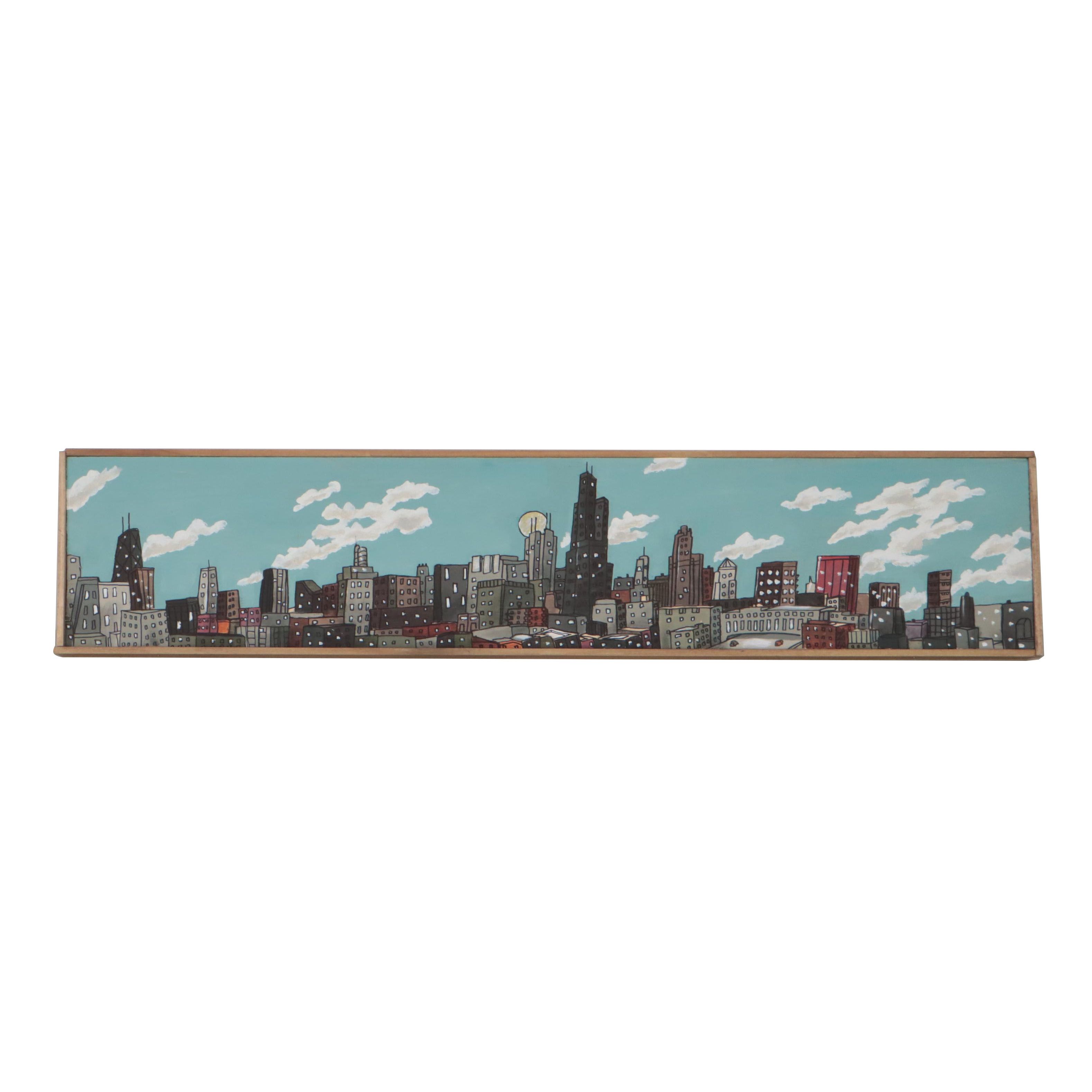Aaron Wooten Cityscape Acrylic Painting "Chicago Skyline," 2022