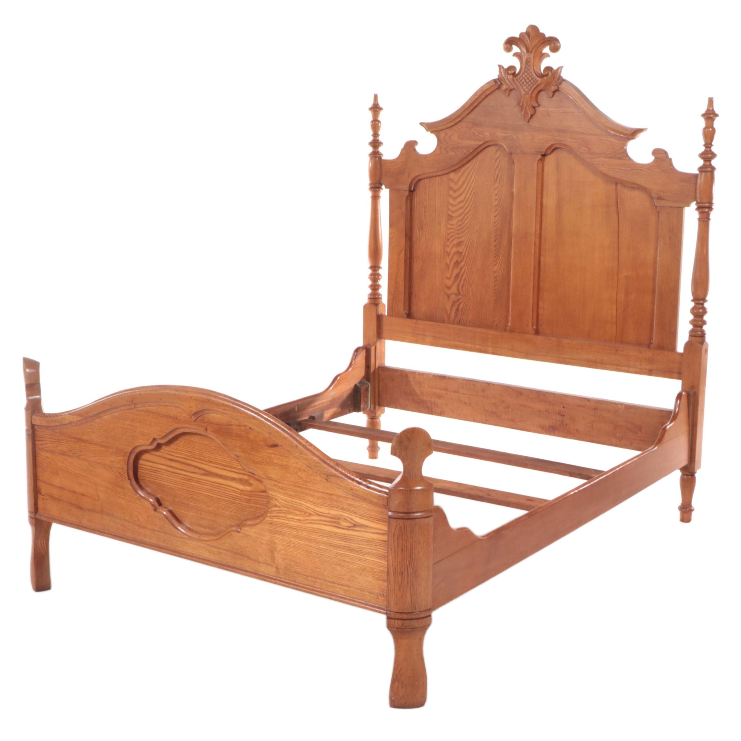 Victorian Oak Full Size Bed Frame, Late 19th Century