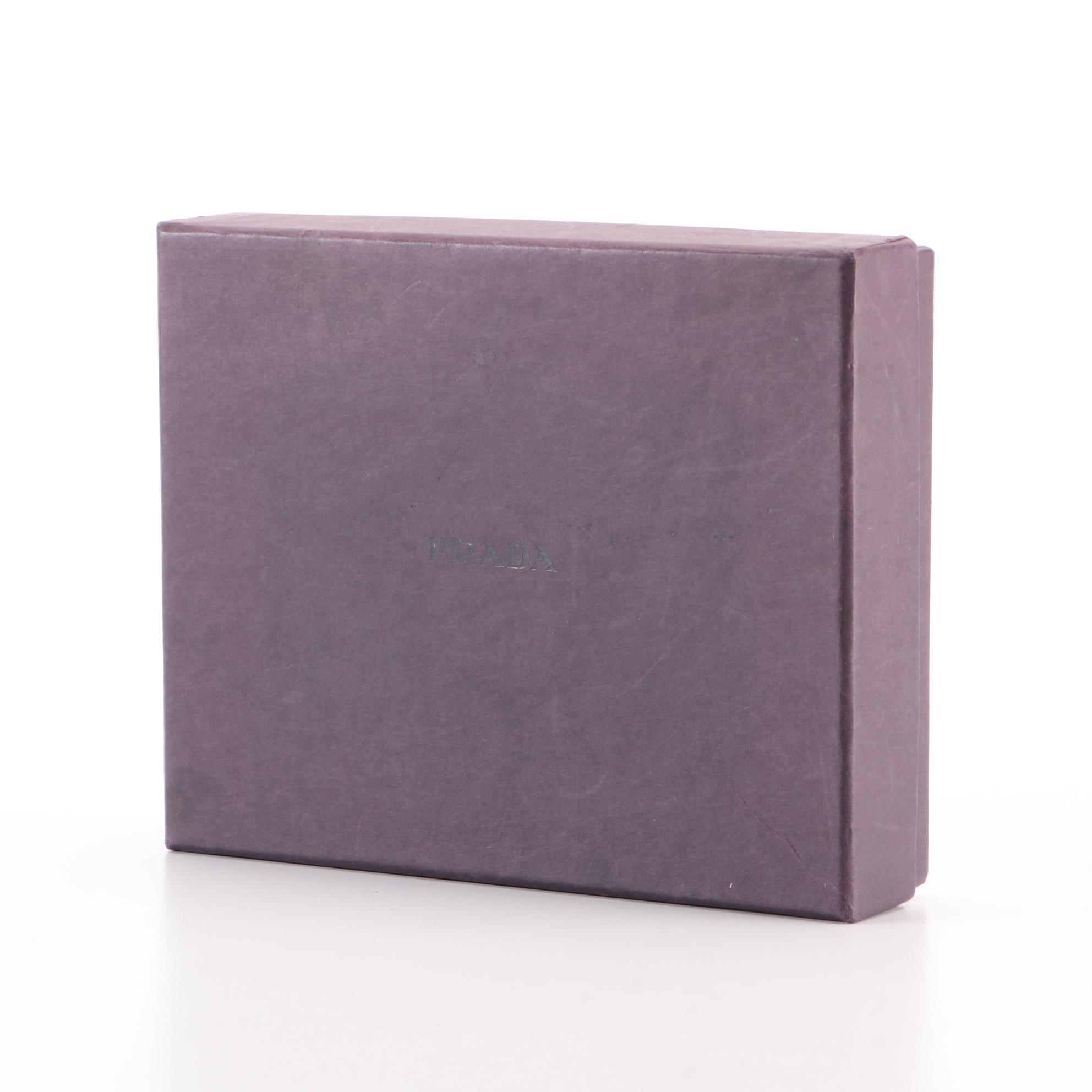 Prada Compact Trifold Wallet in Black Tessuto and Saffiano Leather