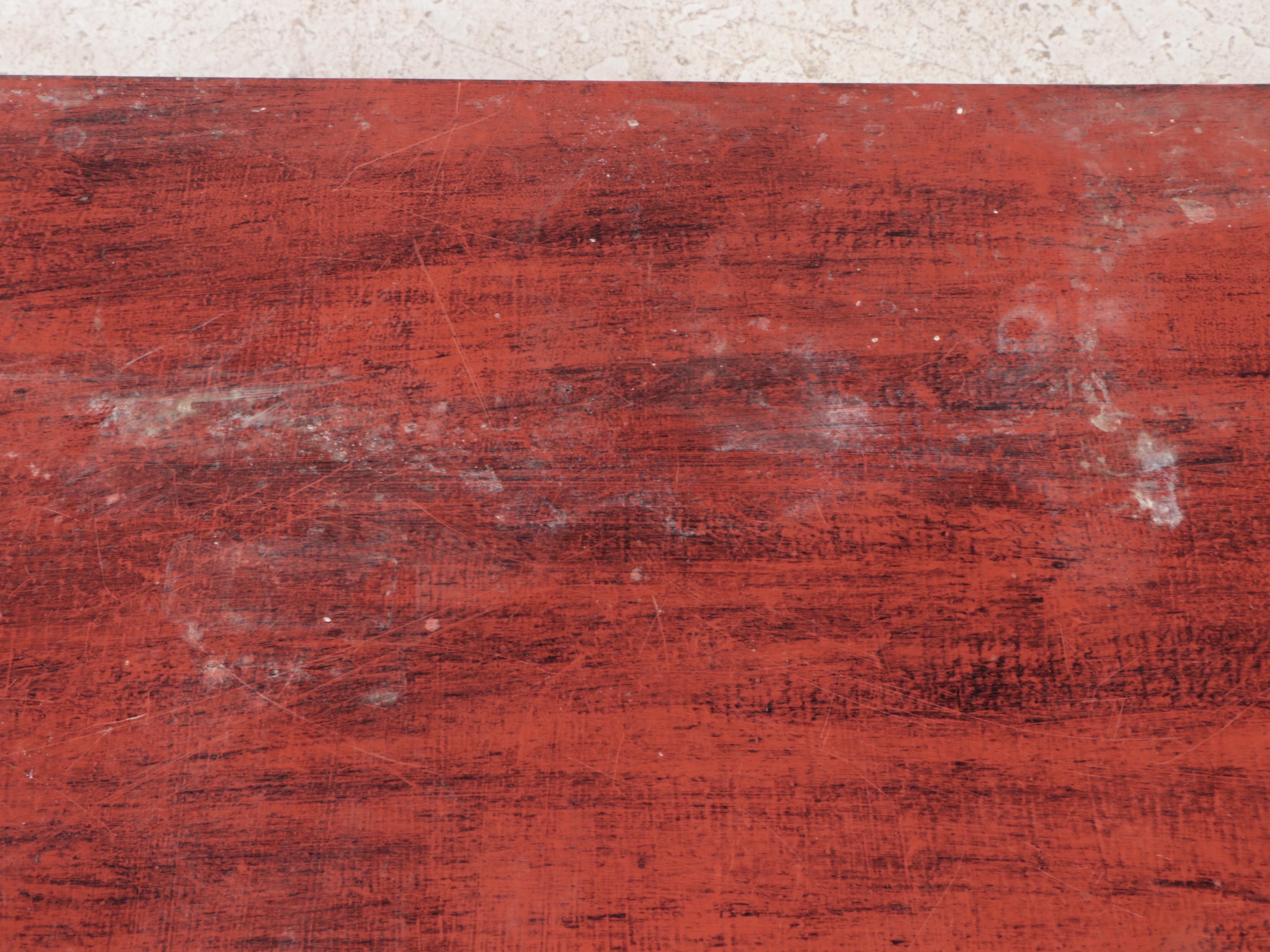 Queen Anne Style Red-Painted Lowboy, Early to Mid 20th Century