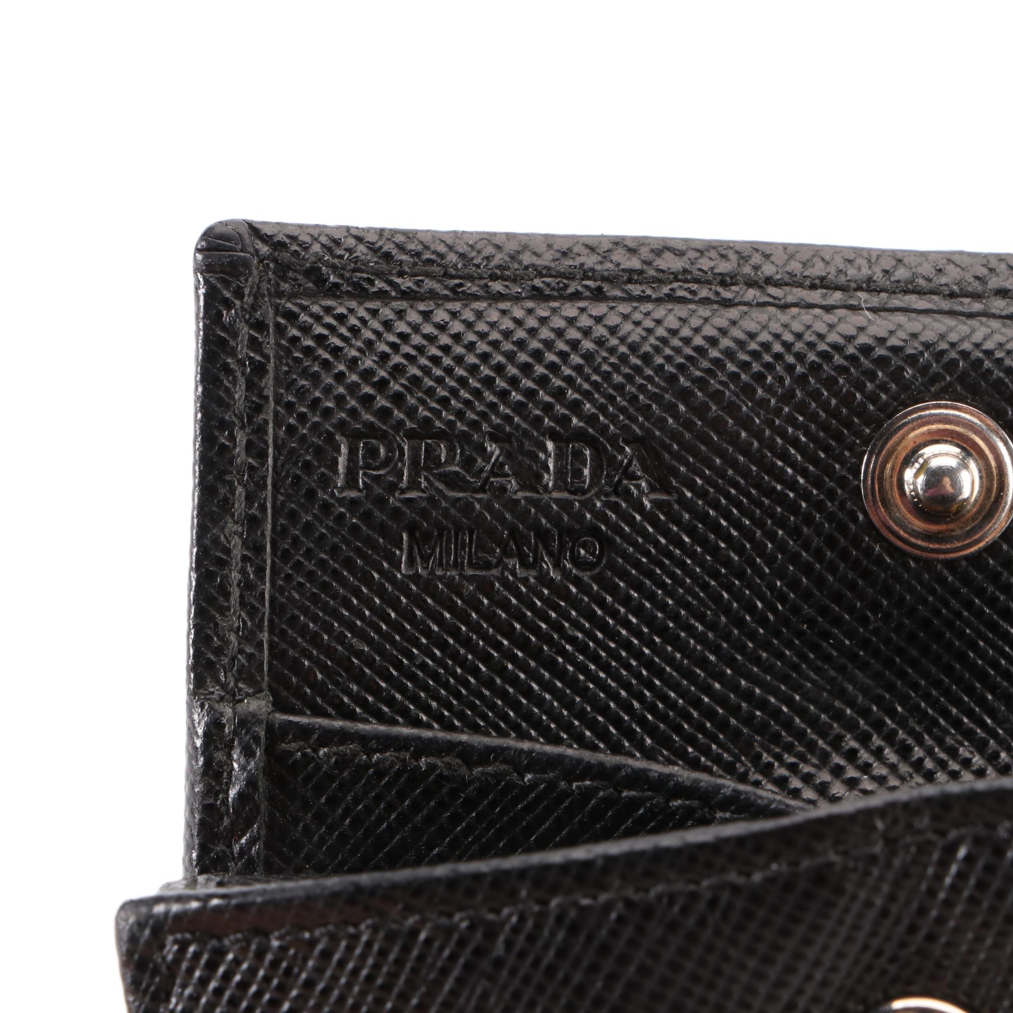 Prada Small Coin Pouch in Black Saffiano Leather