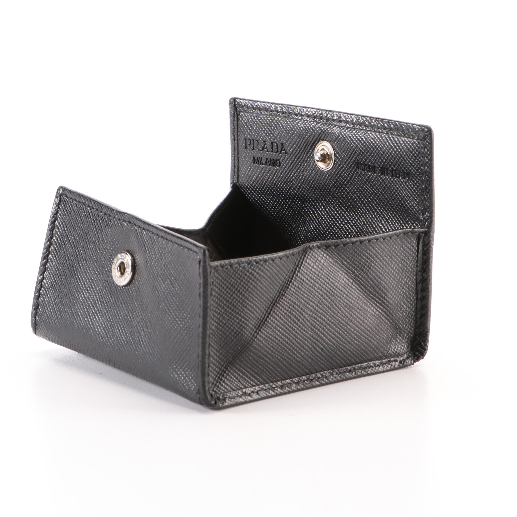 Prada Small Coin Pouch in Black Saffiano Leather