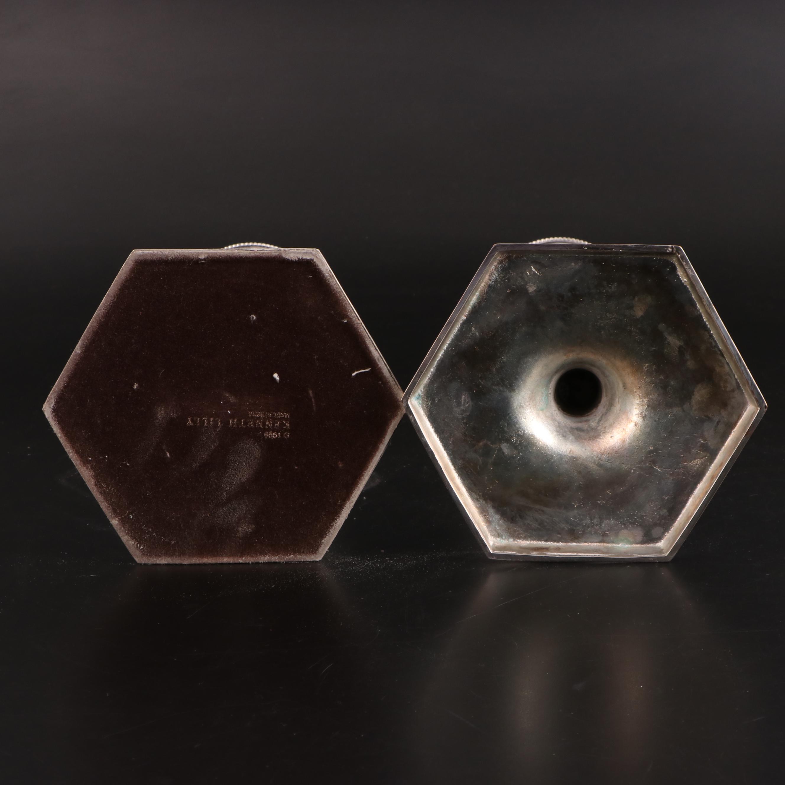 Kenneth Lilly Silver Plate with Other Candlesticks and Snuffer