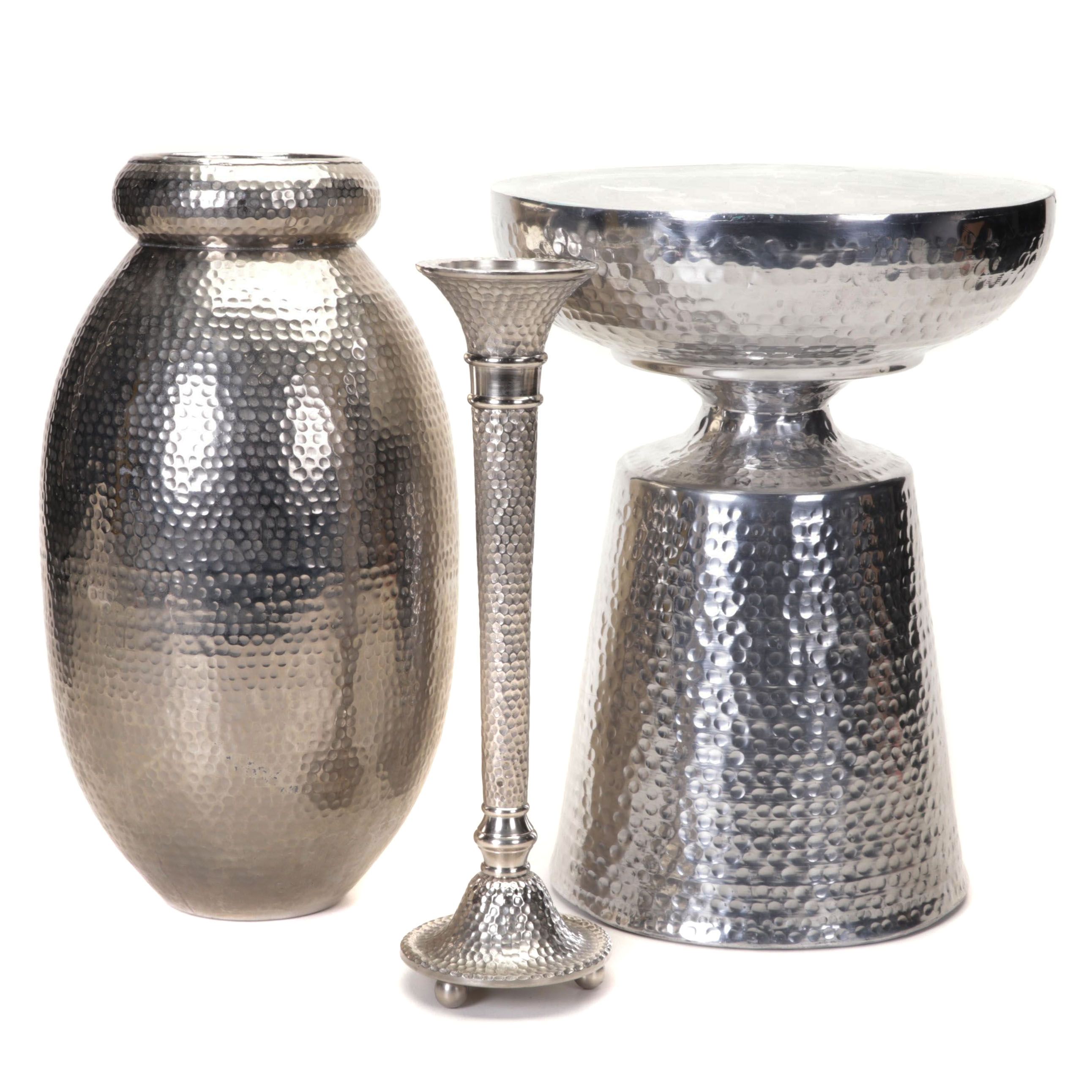 Hammered Silver Metal Decor Collection
