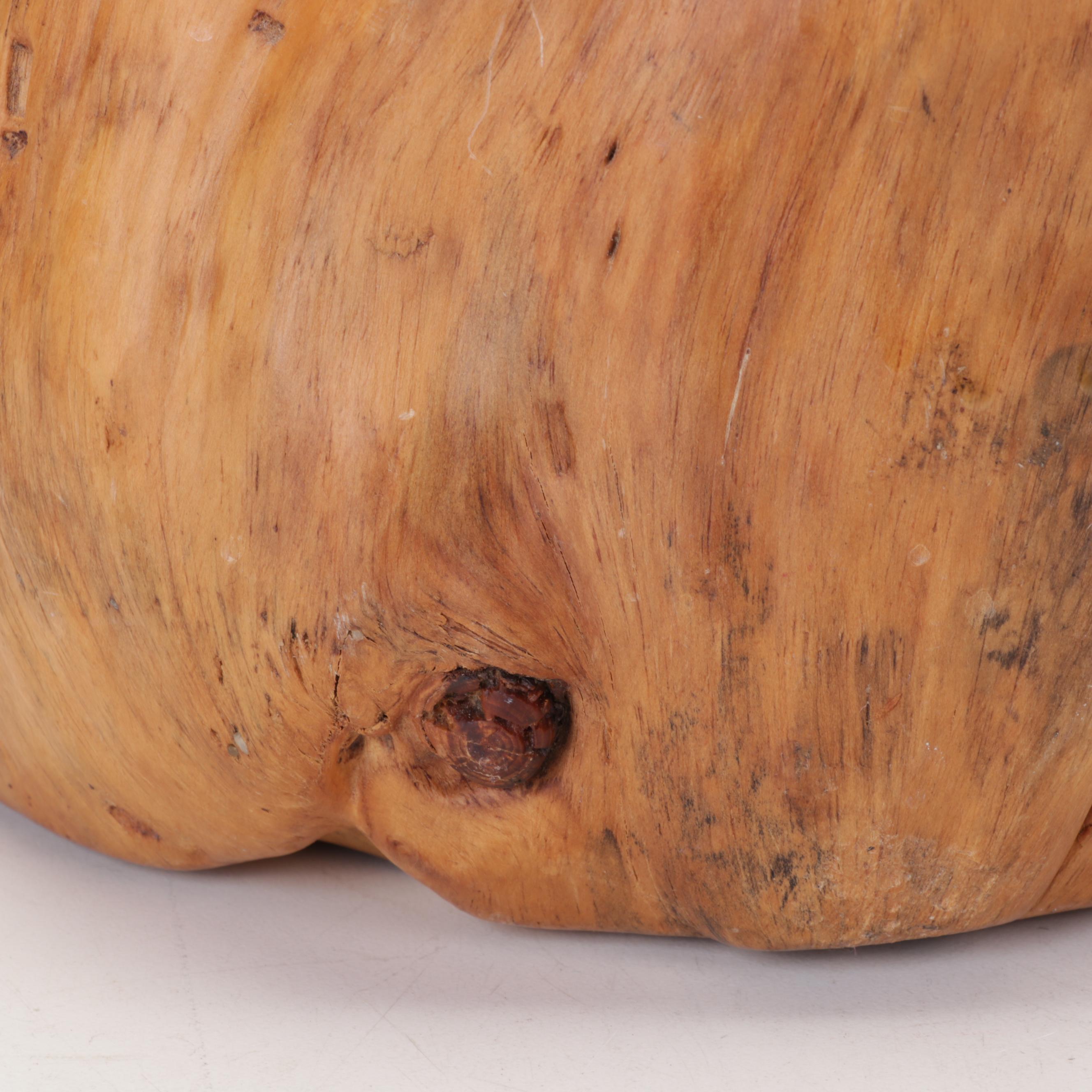 Hand-Carved Burl Wood Bucket