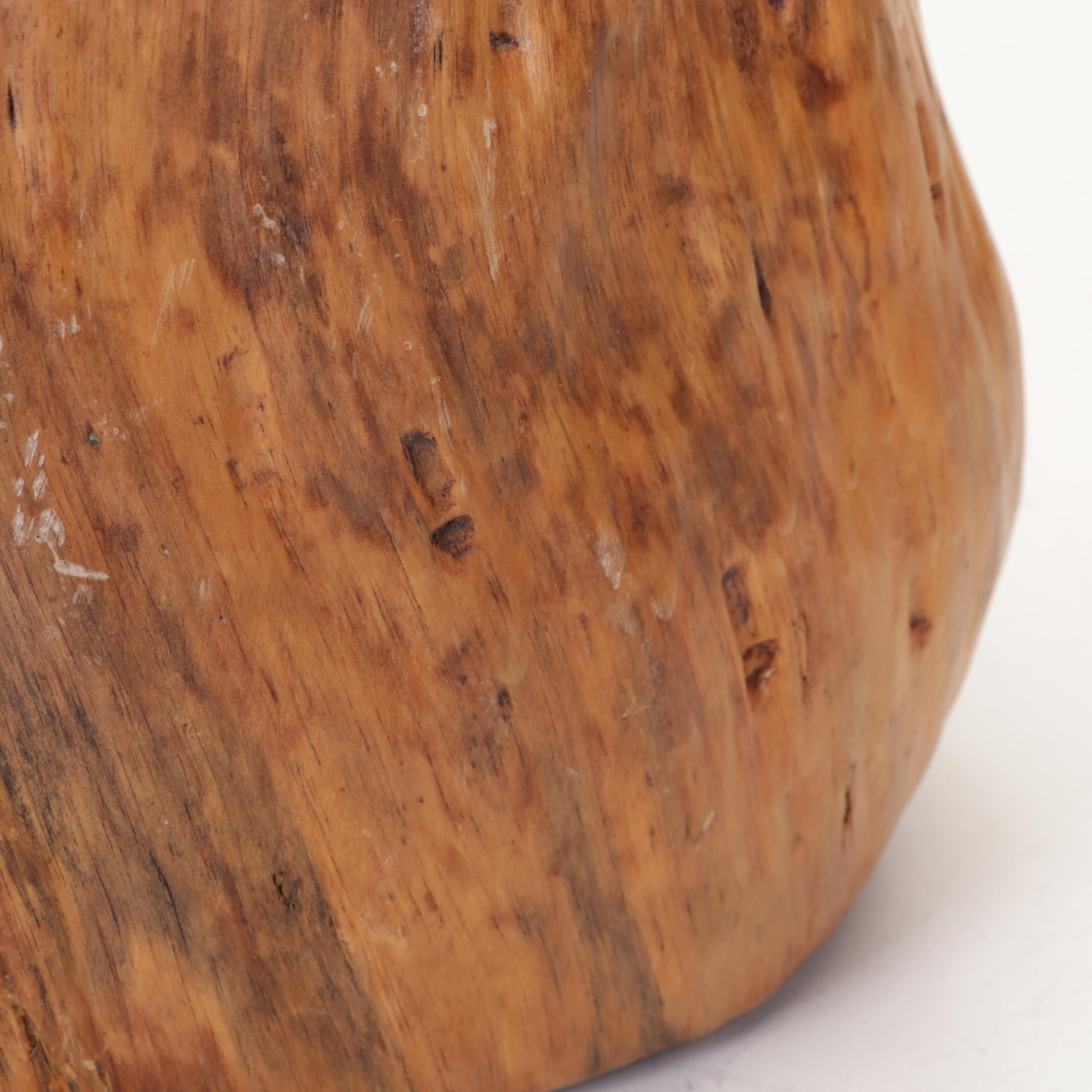 Hand-Carved Burl Wood Bucket