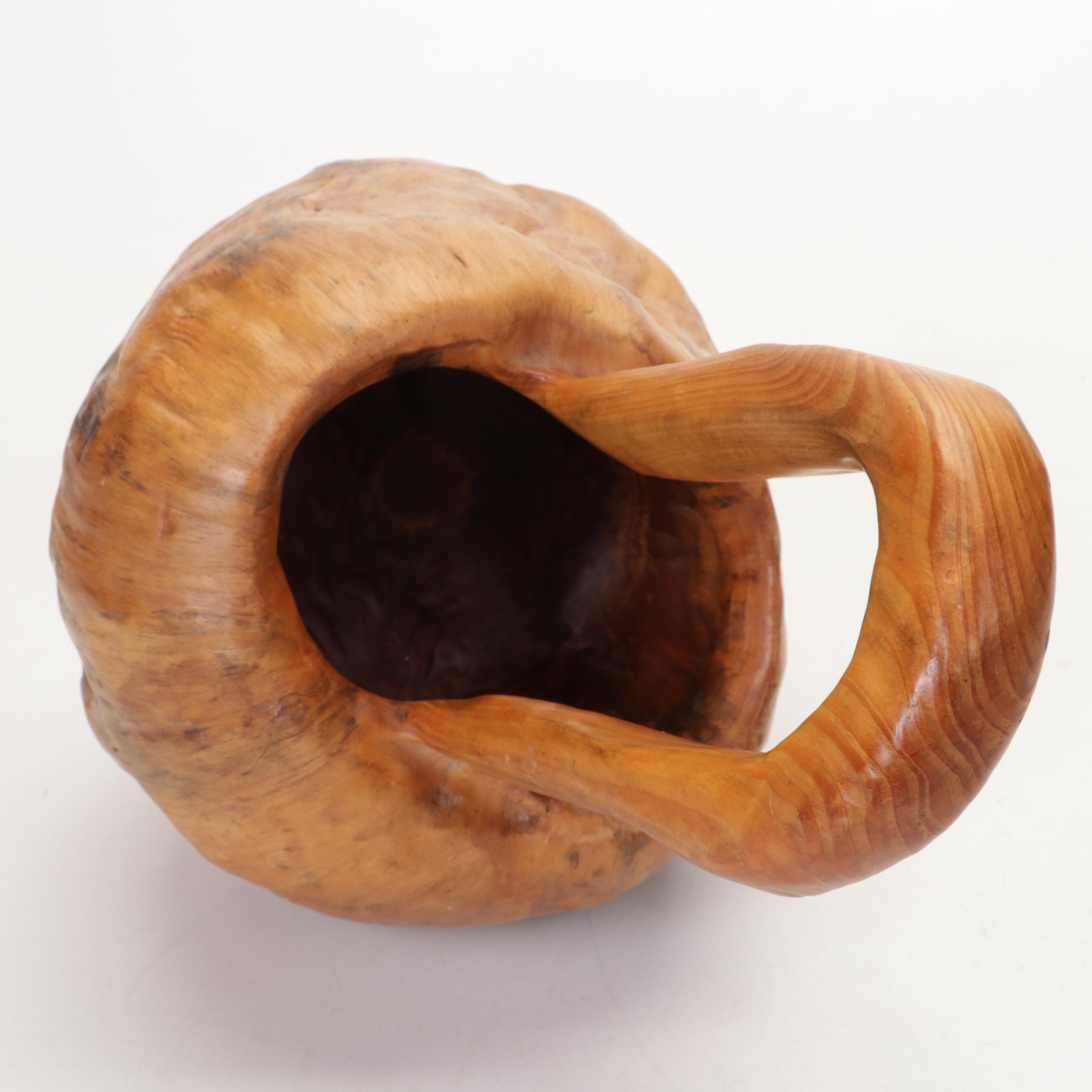 Hand-Carved Burl Wood Bucket