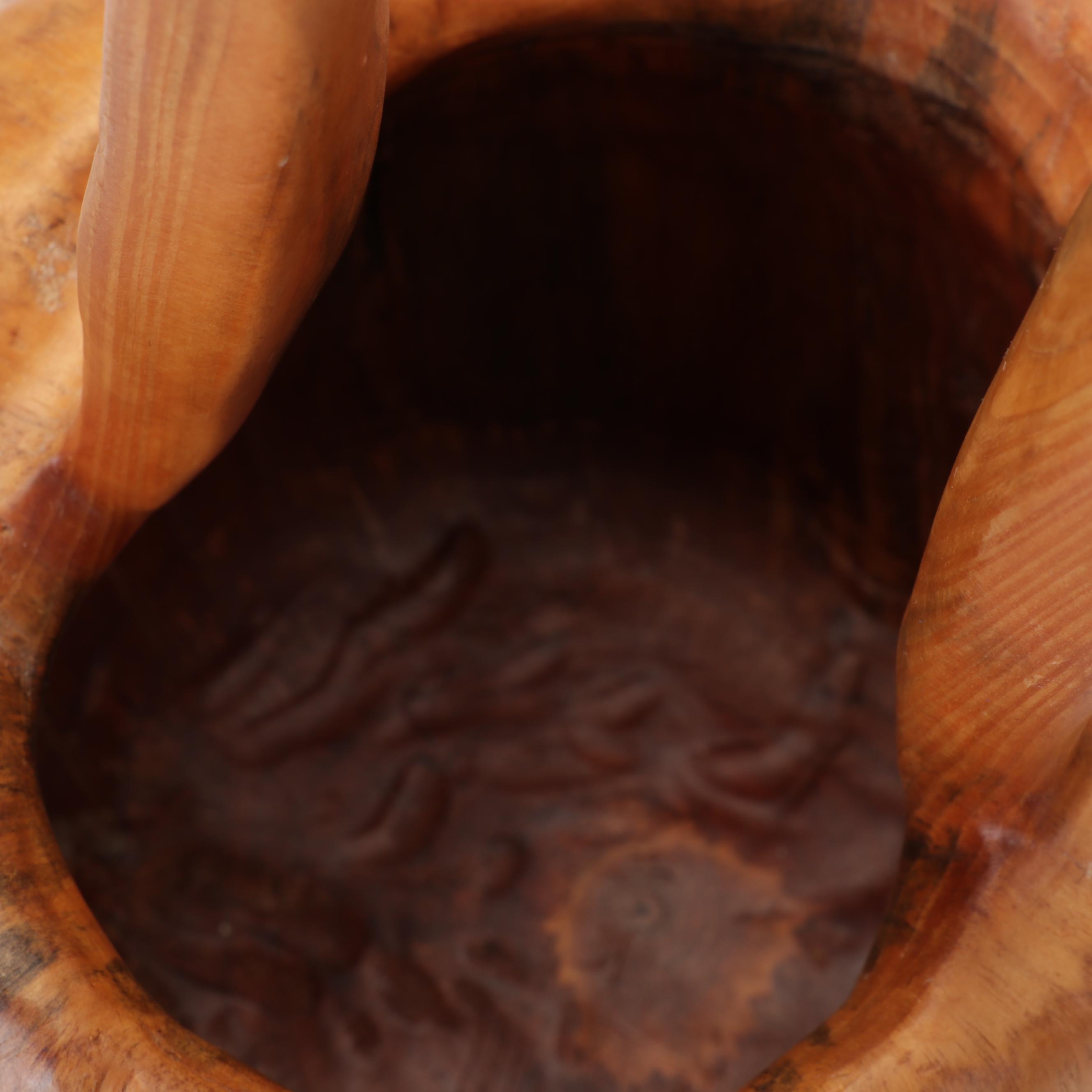 Hand-Carved Burl Wood Bucket