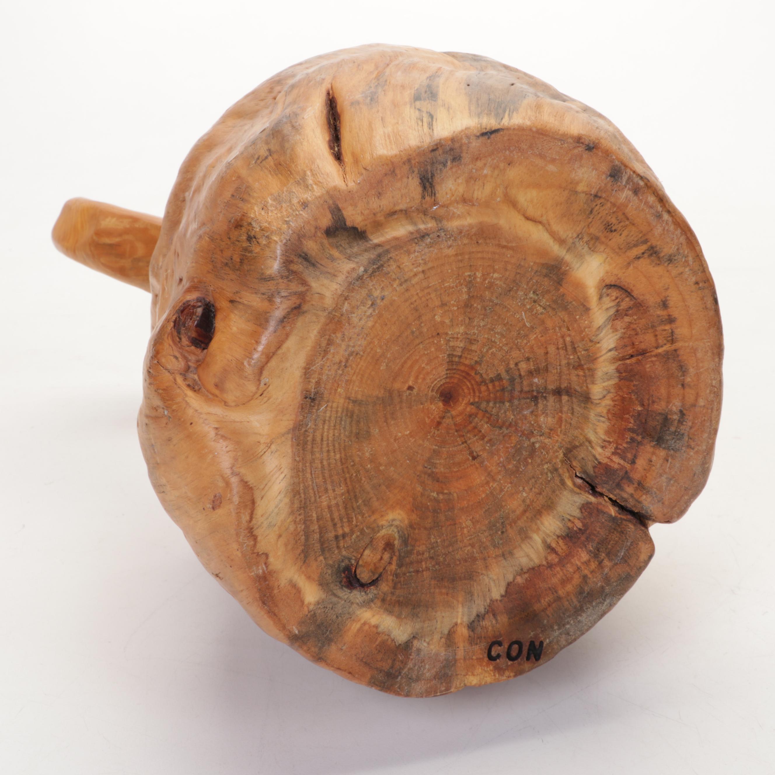 Hand-Carved Burl Wood Bucket