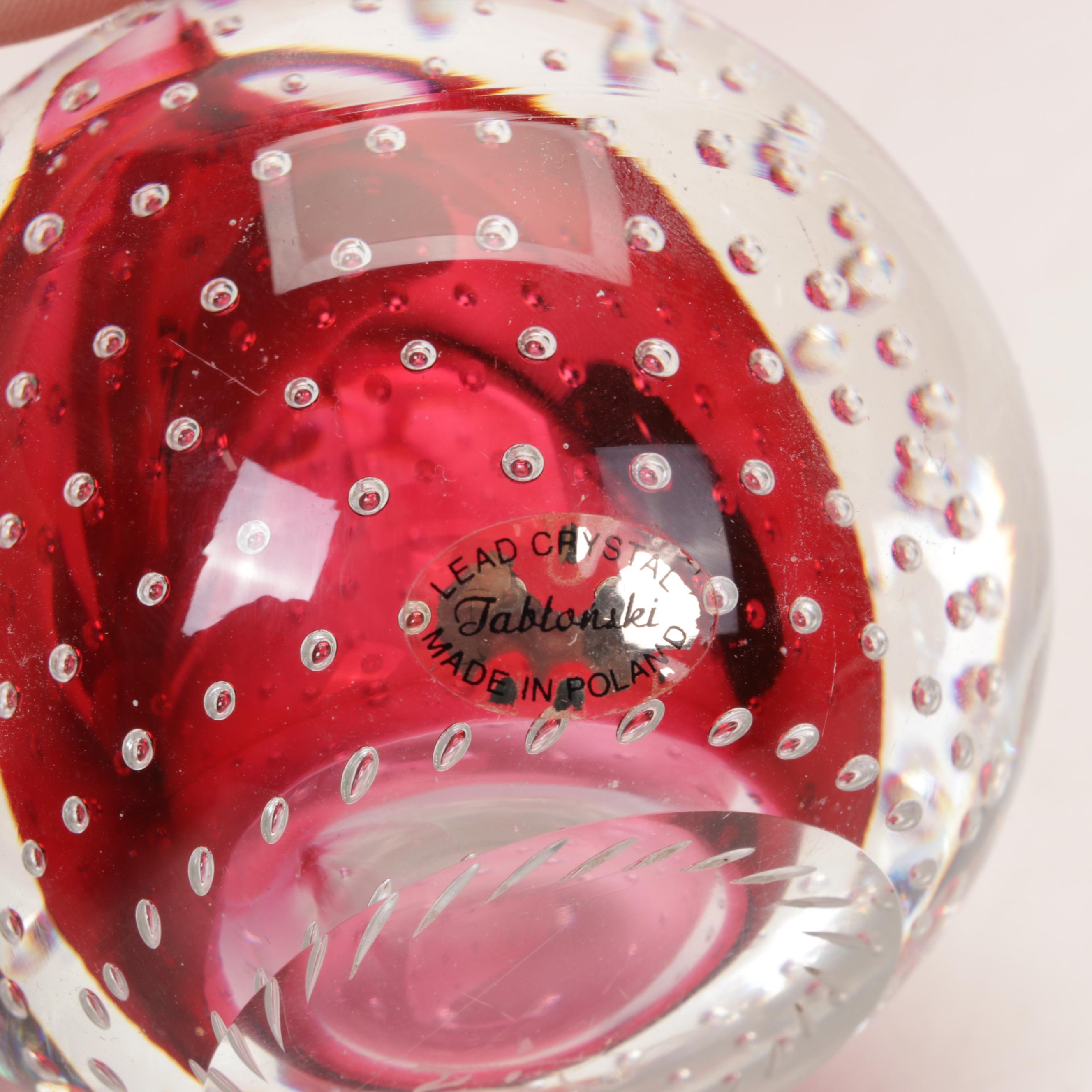 Blown Glass and Crystal Controlled Bubble Paperweights and Pedestal Bowls