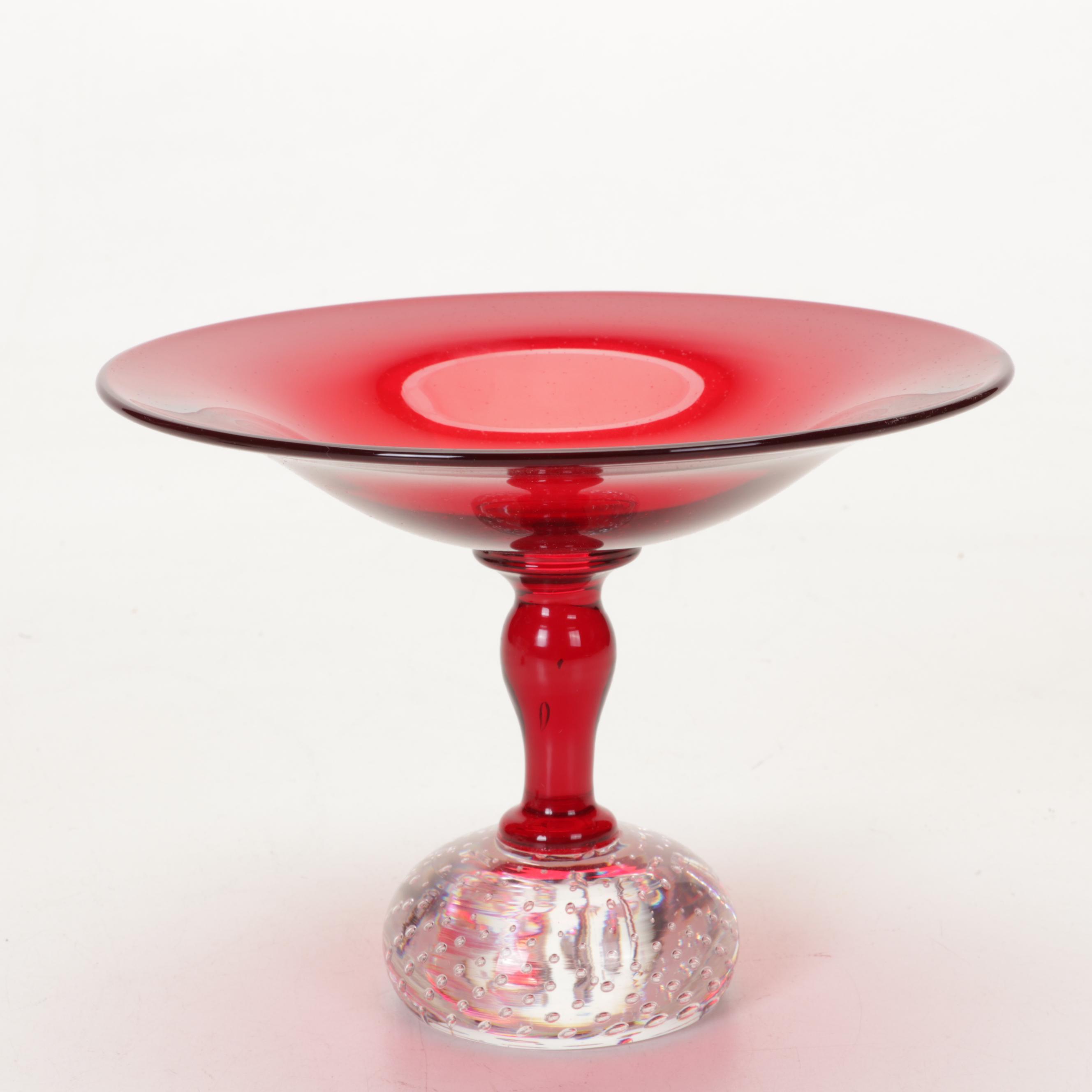 Blown Glass and Crystal Controlled Bubble Paperweights and Pedestal Bowls
