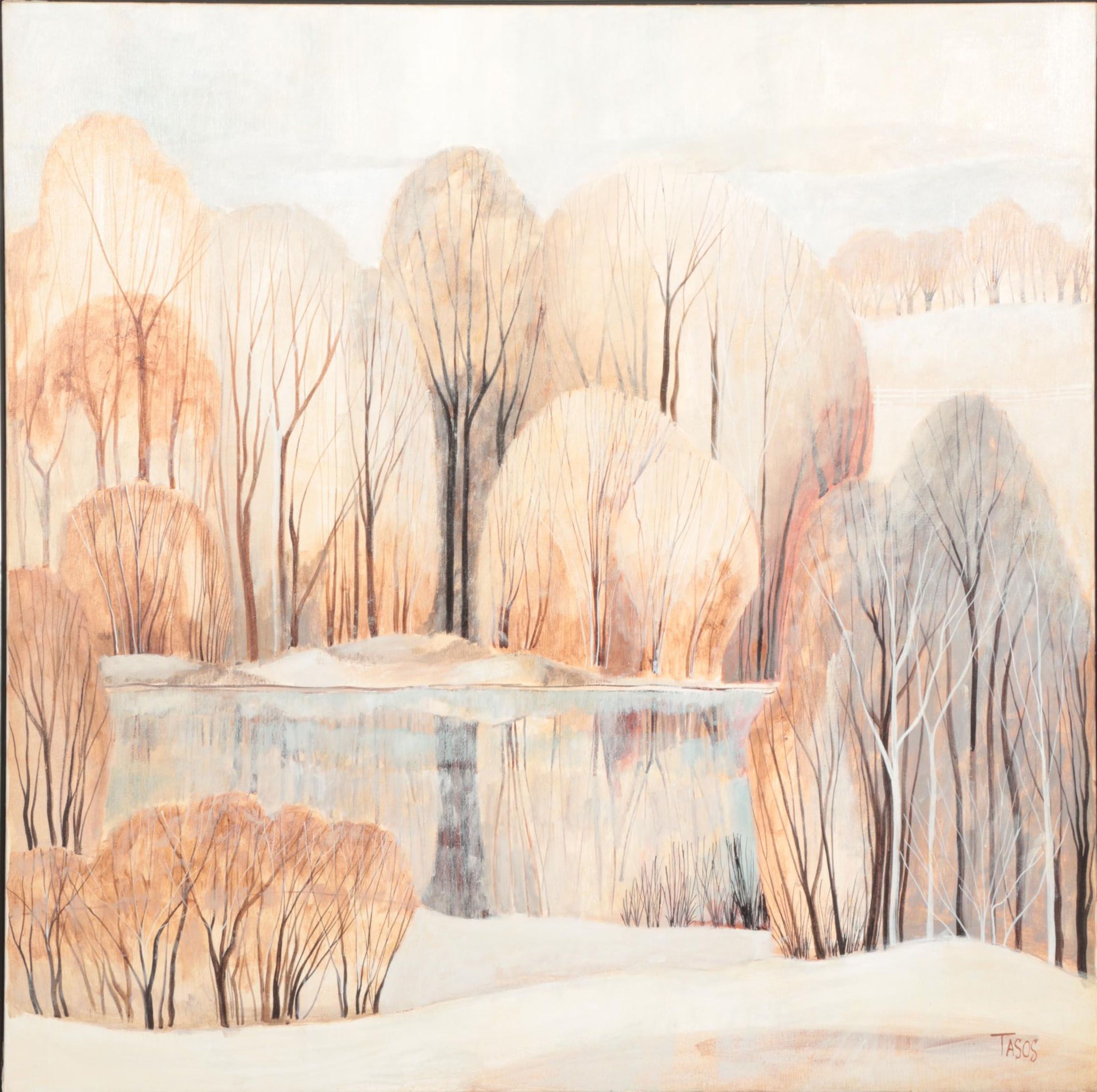 Tasos Stylized Wooded Landscape Acrylic Painting