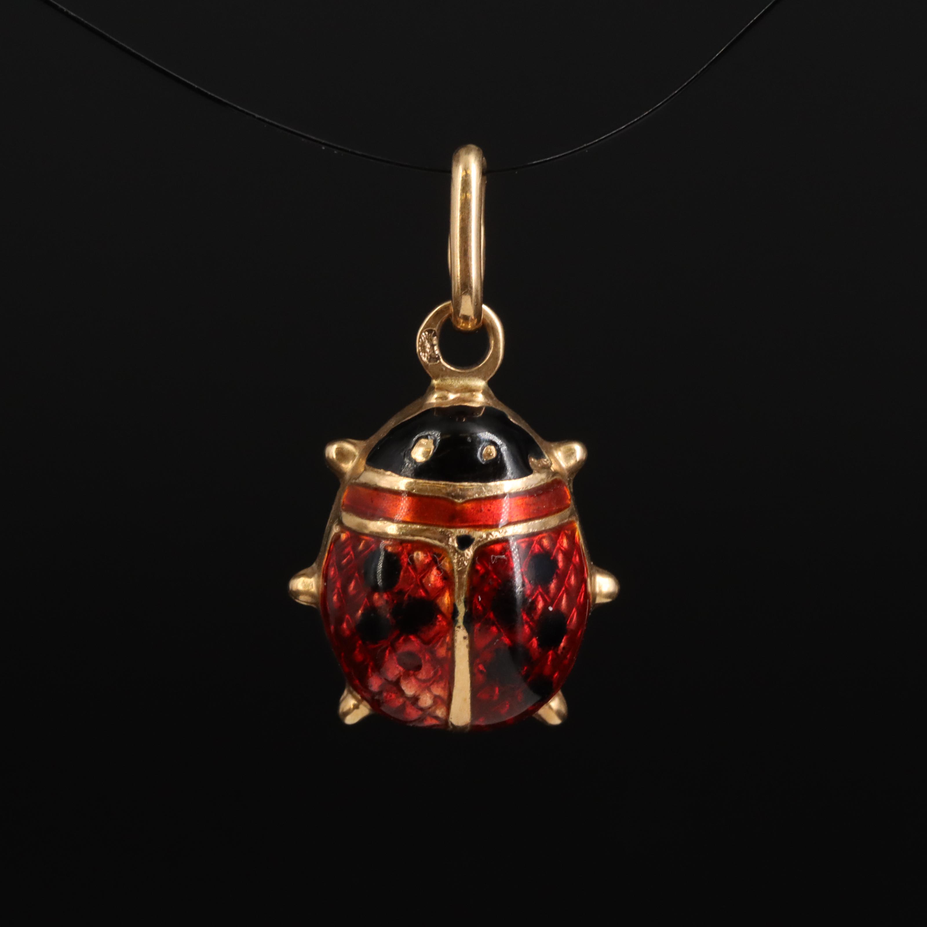 18K Enamel Ladybug Pendant