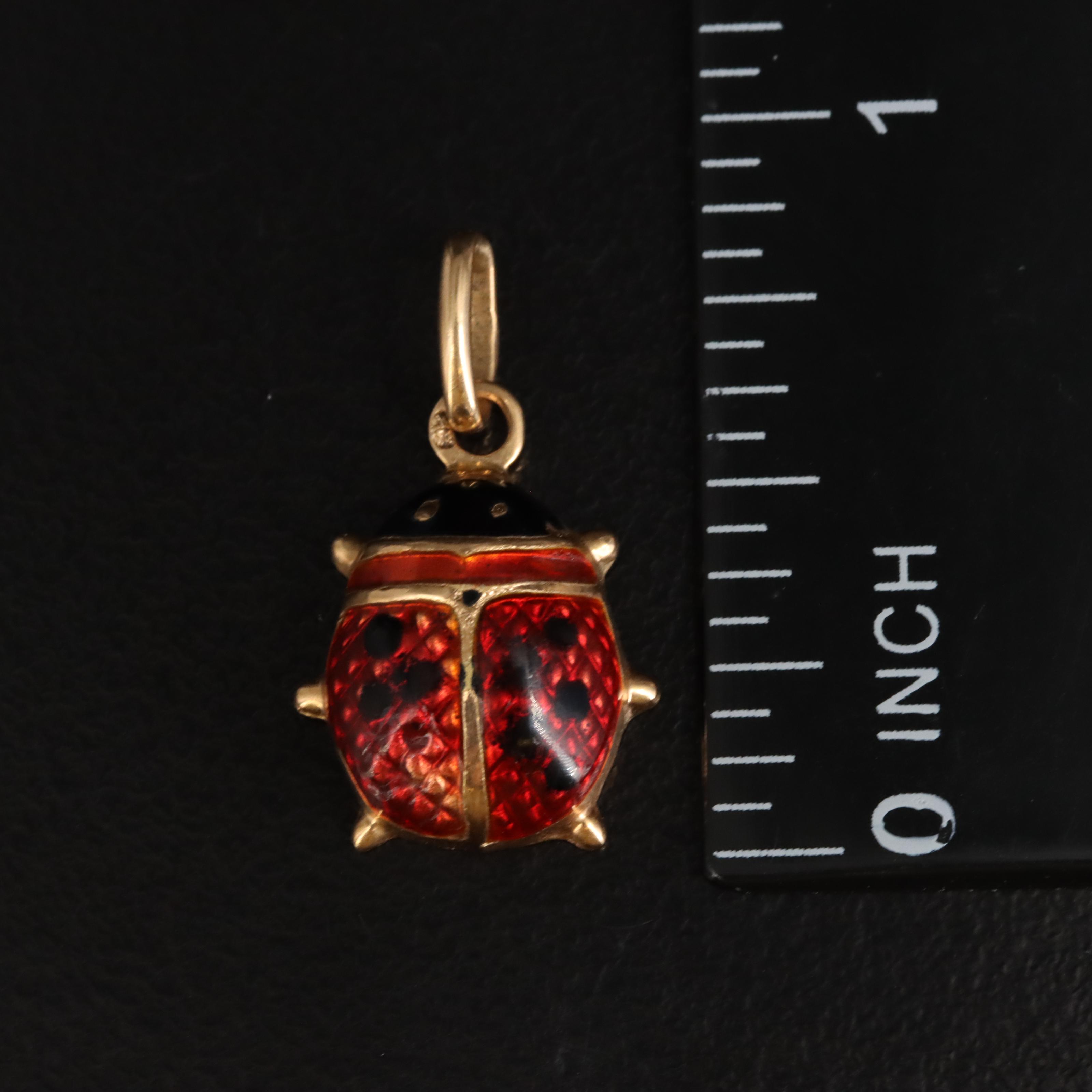 18K Enamel Ladybug Pendant
