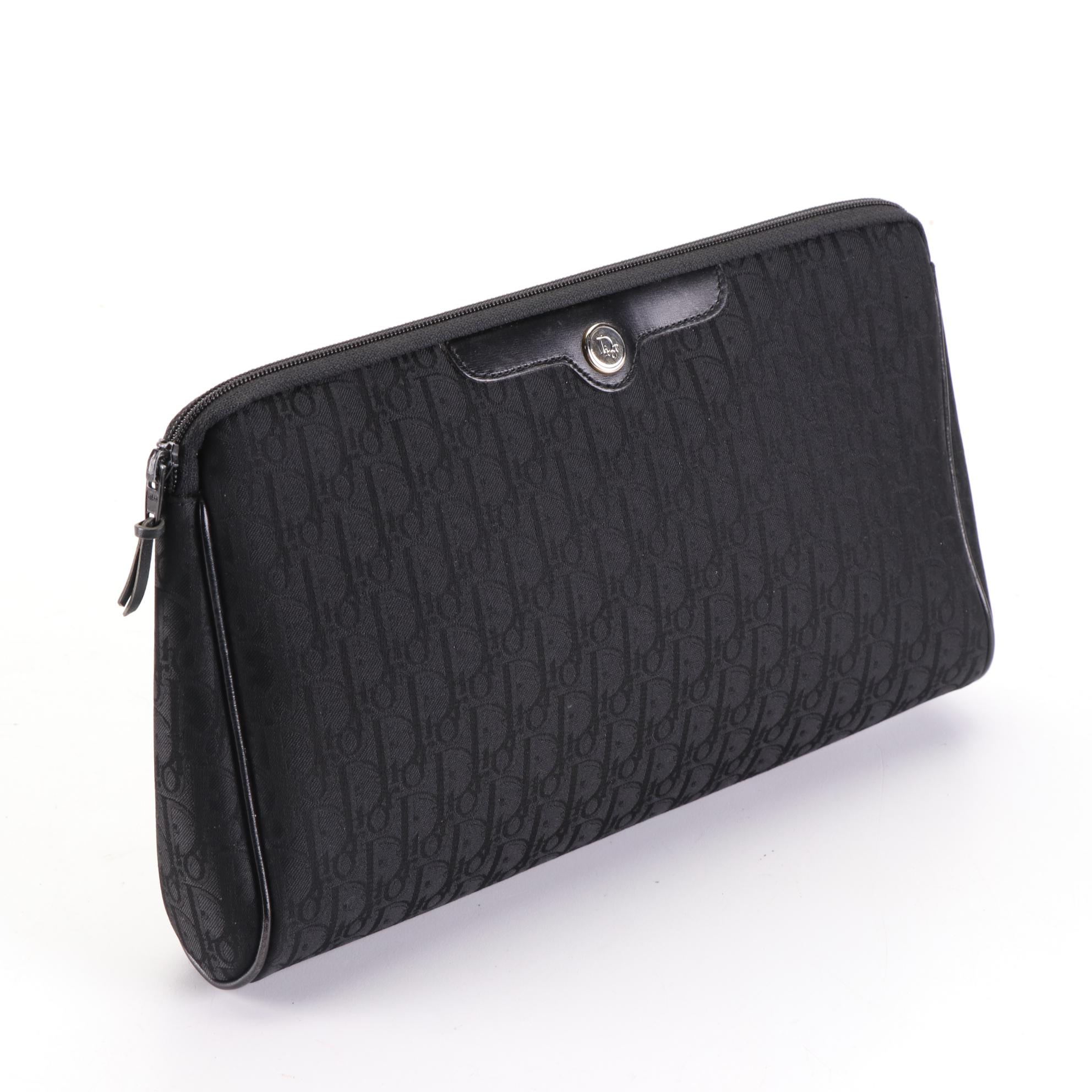 Christian Dior Zip Pouch in Dior Oblique Canvas and Leather