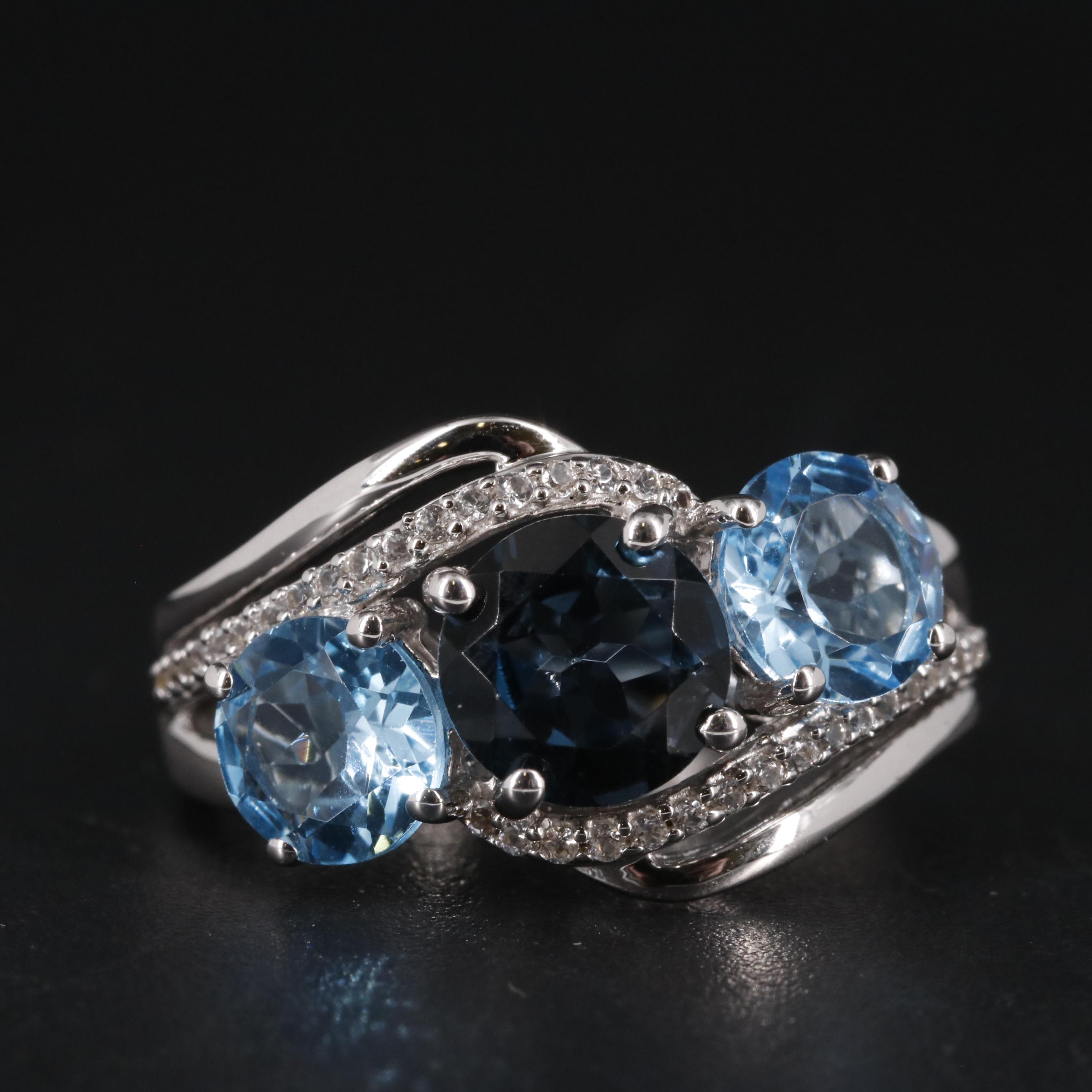 Sterling Silver Topaz and Sapphire Ring