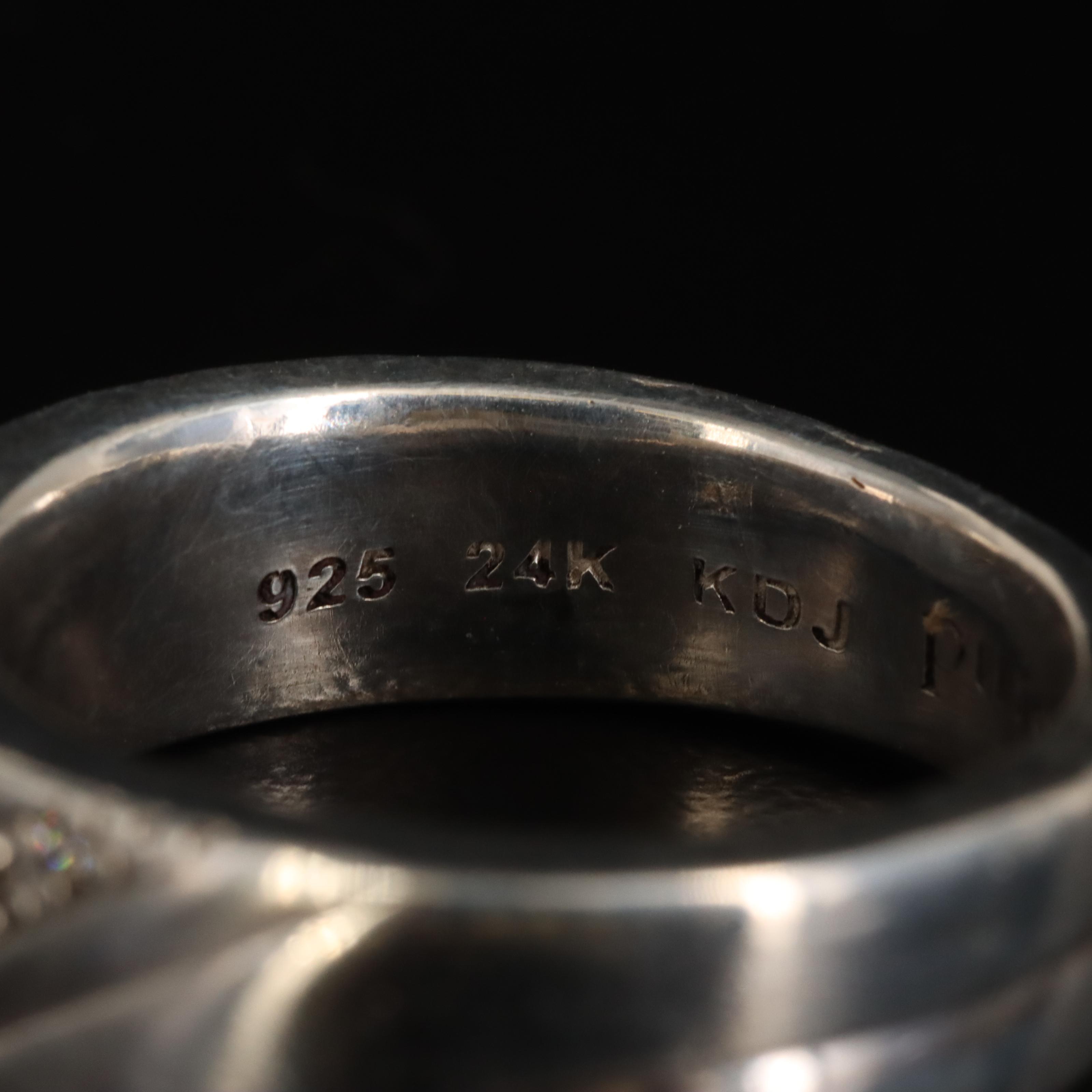 Sterling Diamond Ring with 24K Accent