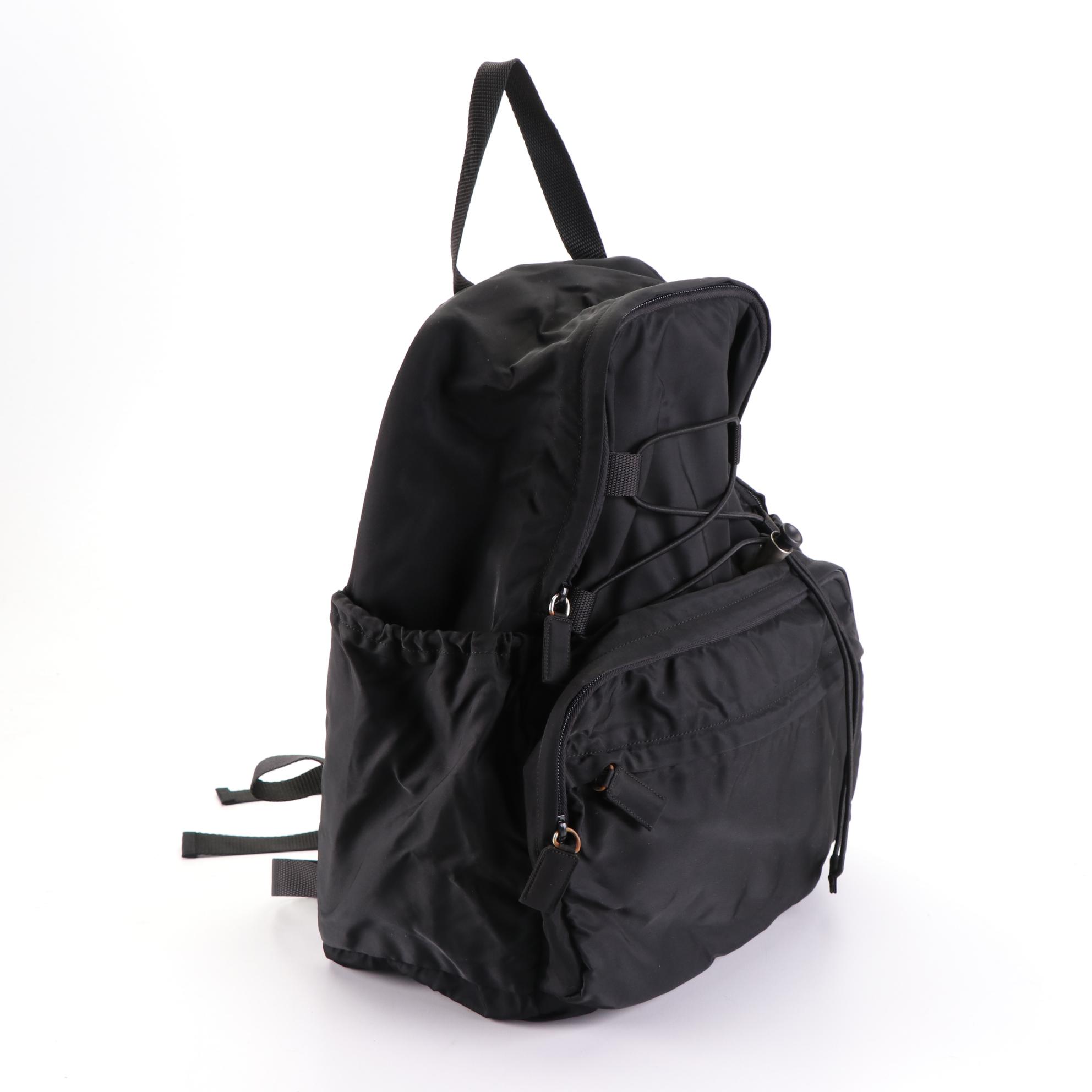 Prada Tessuto Nylon Drawstring Backpack in Black Nylon