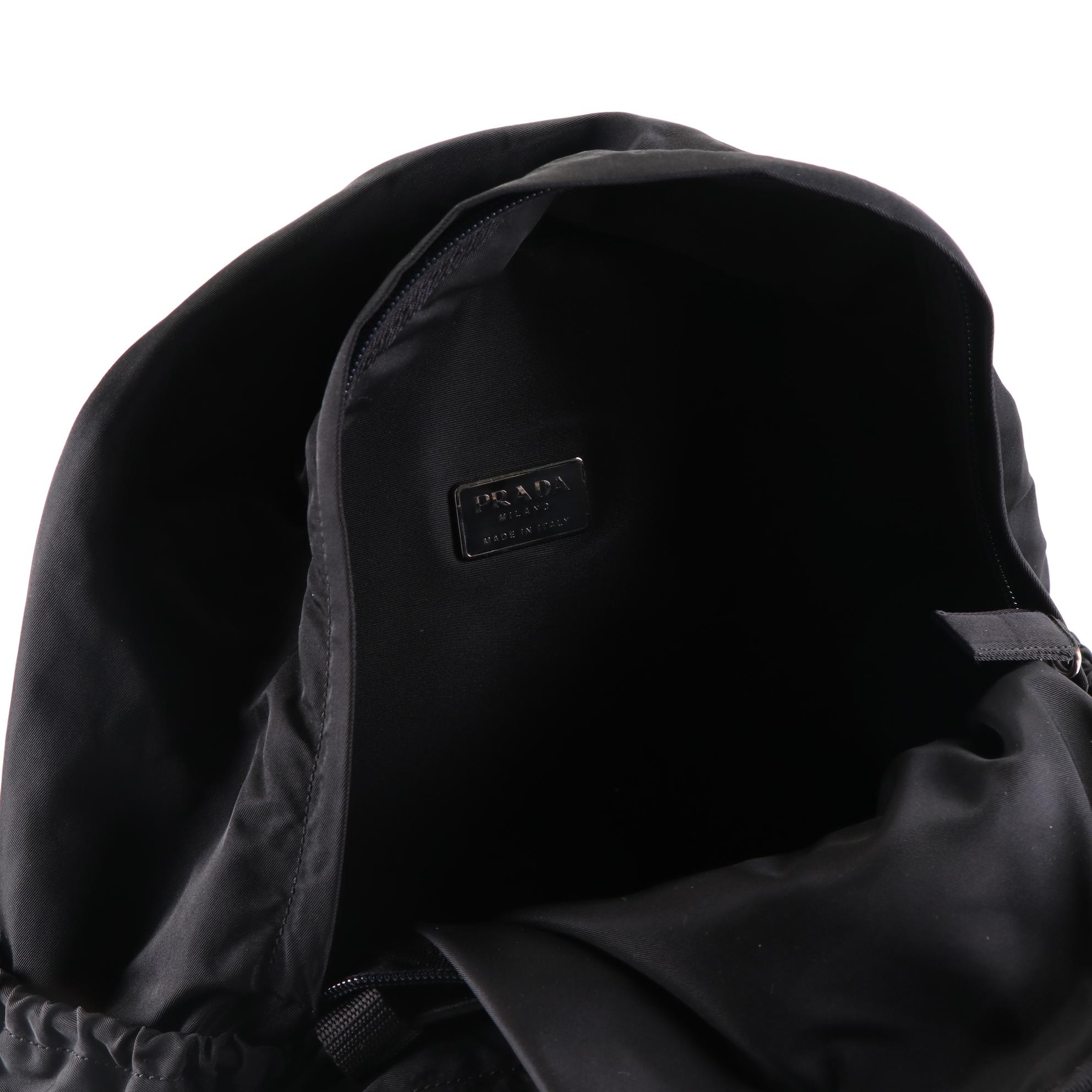 Prada Tessuto Nylon Drawstring Backpack in Black Nylon