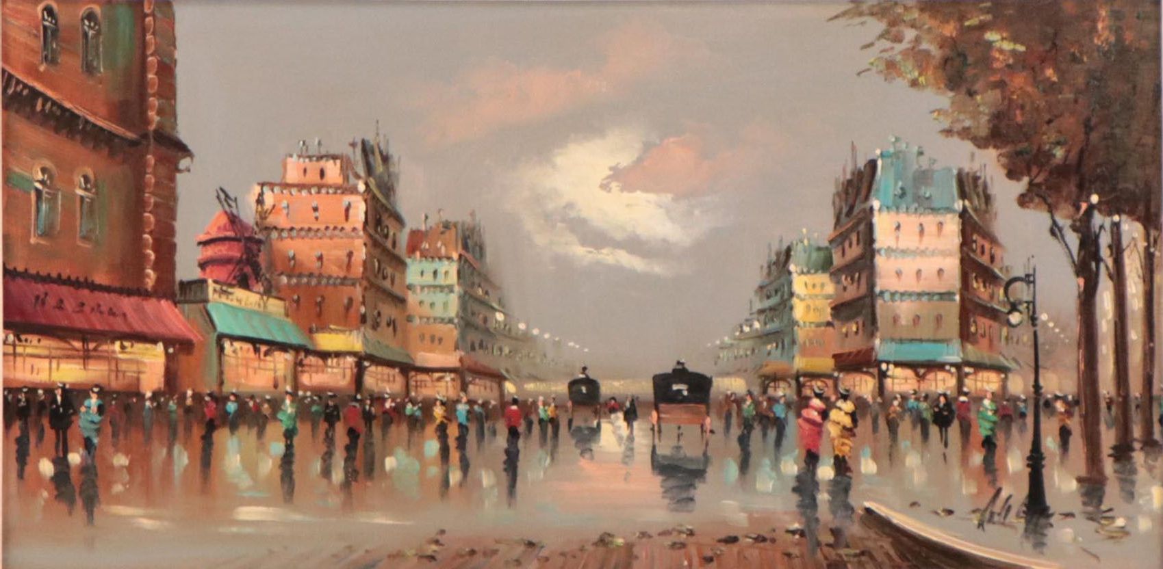 Antonio DeVity Oil Painting of Parisian City Scene, Late 20th Century