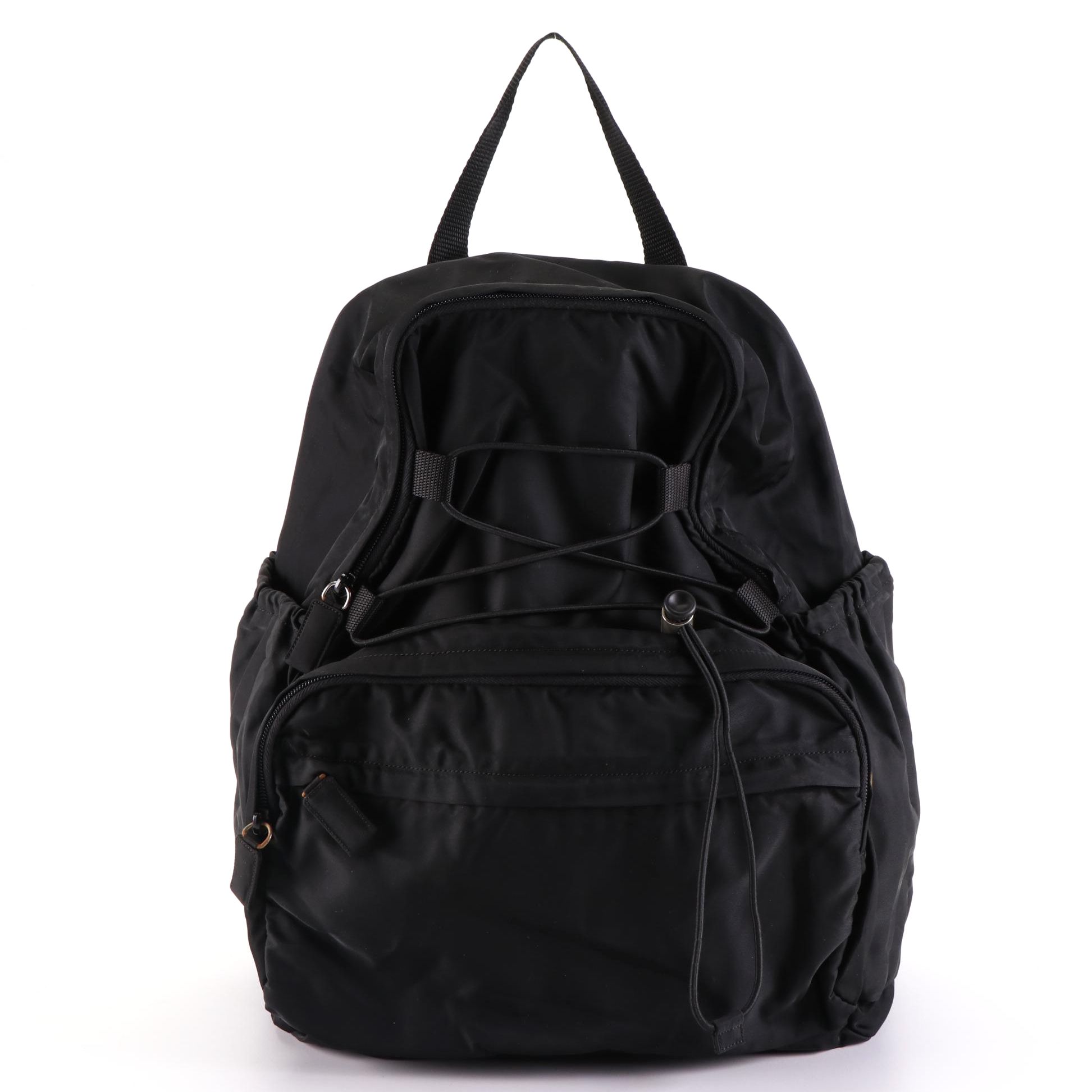 Prada Tessuto Nylon Drawstring Backpack in Black Nylon