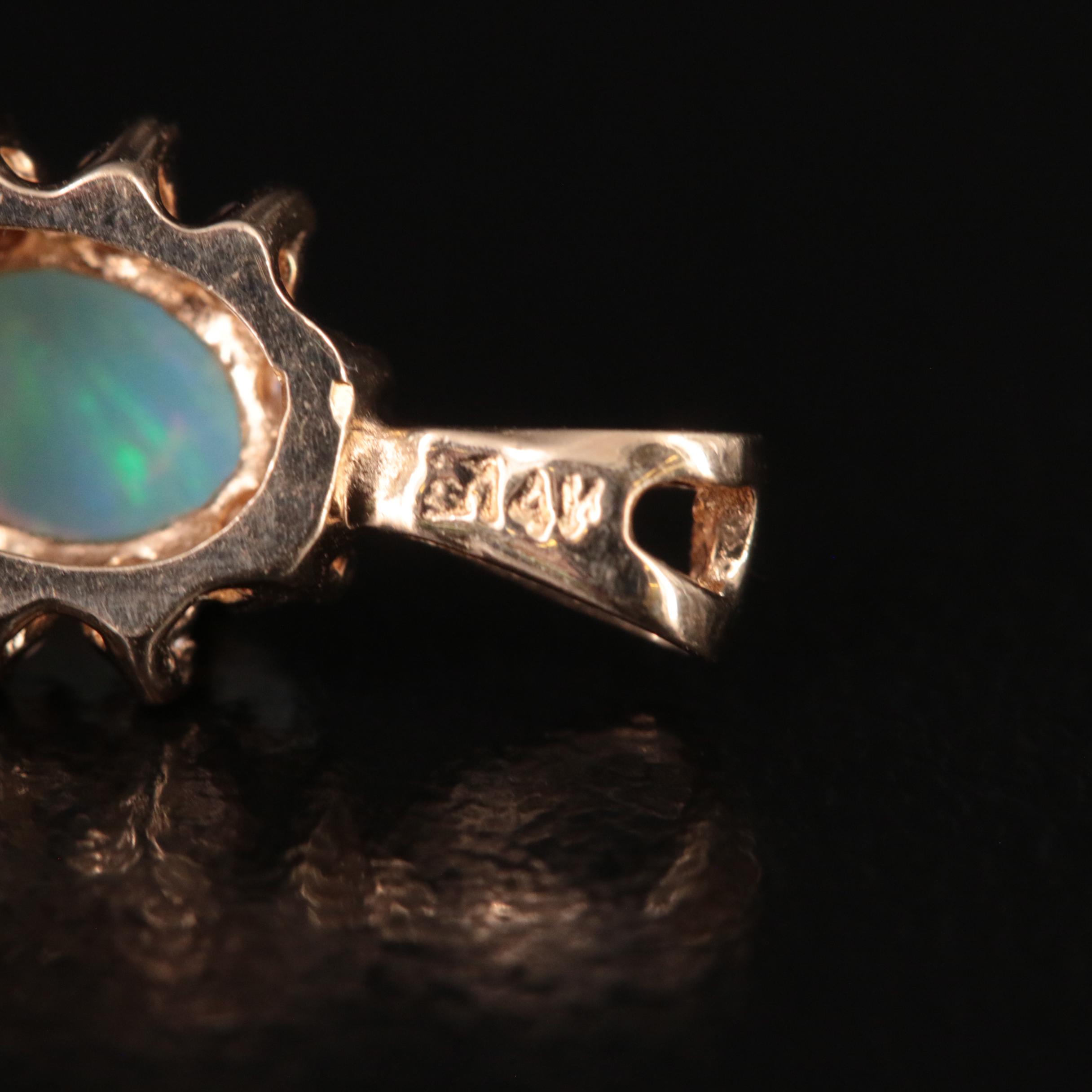 14K Opal Pendant with Diamond Halo
