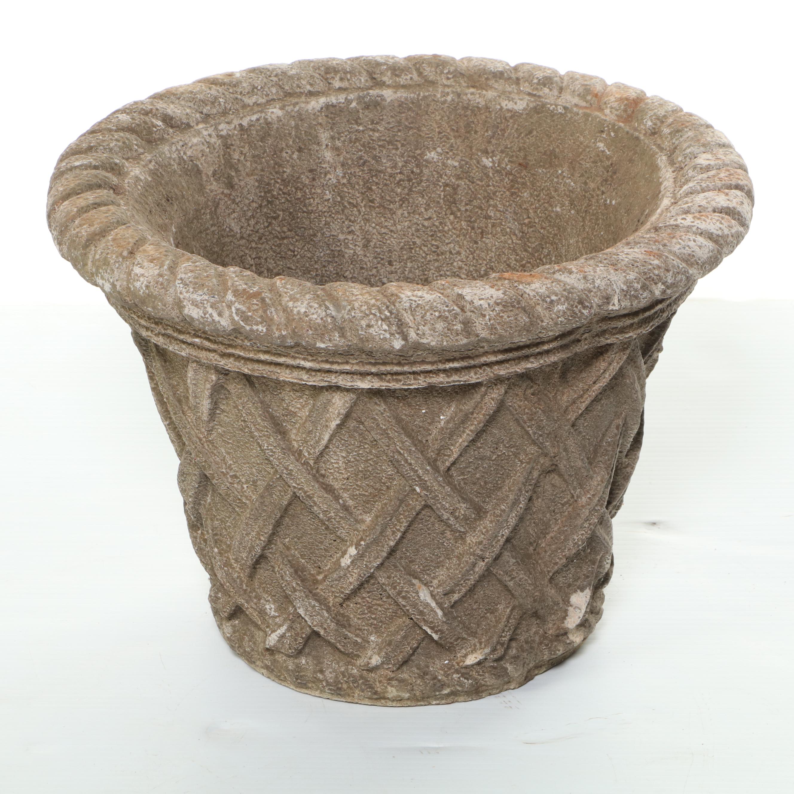 Cast Concrete Basketweave Outdoor Planters