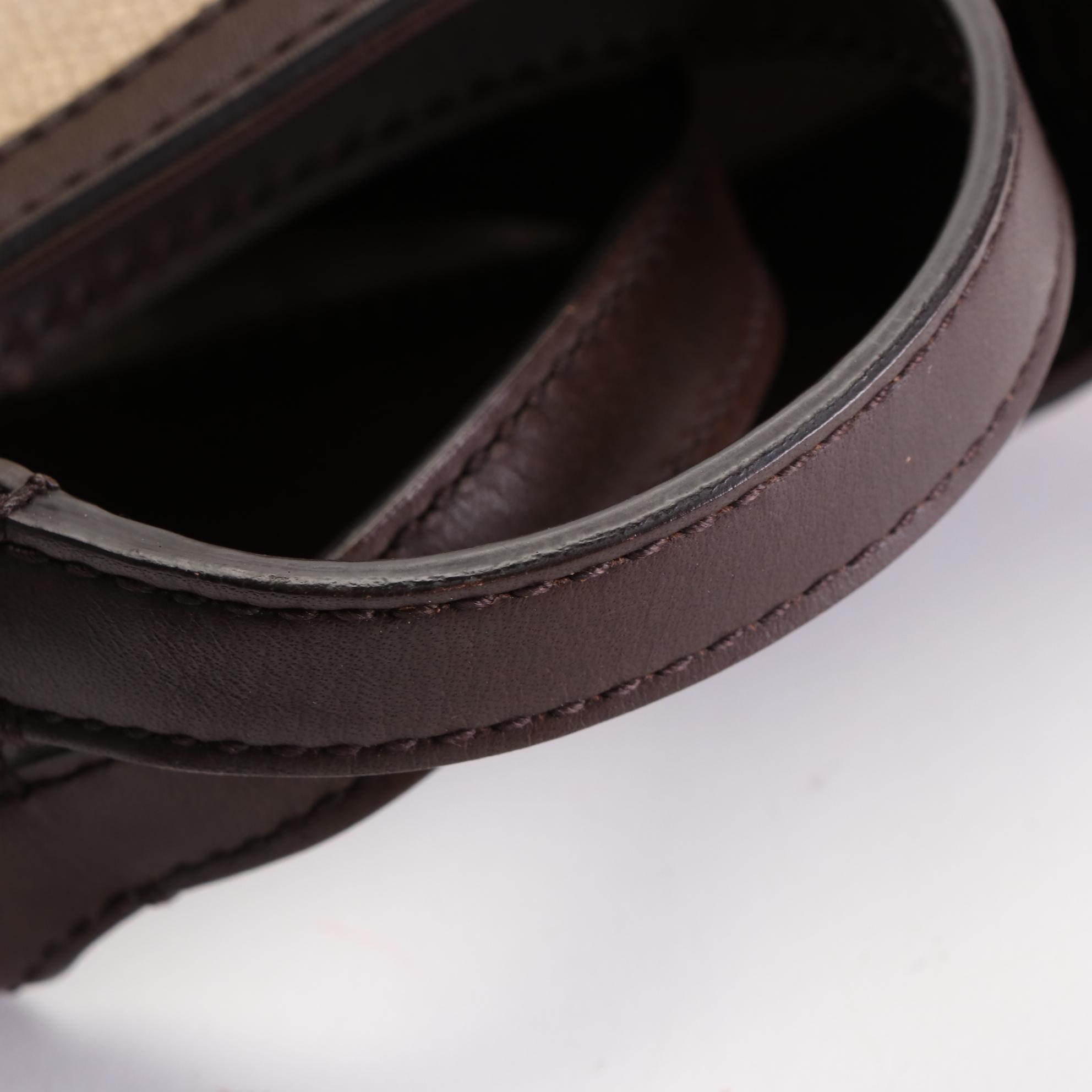 Gucci Tote Bag in Canvas and Brown Leather with Pouch