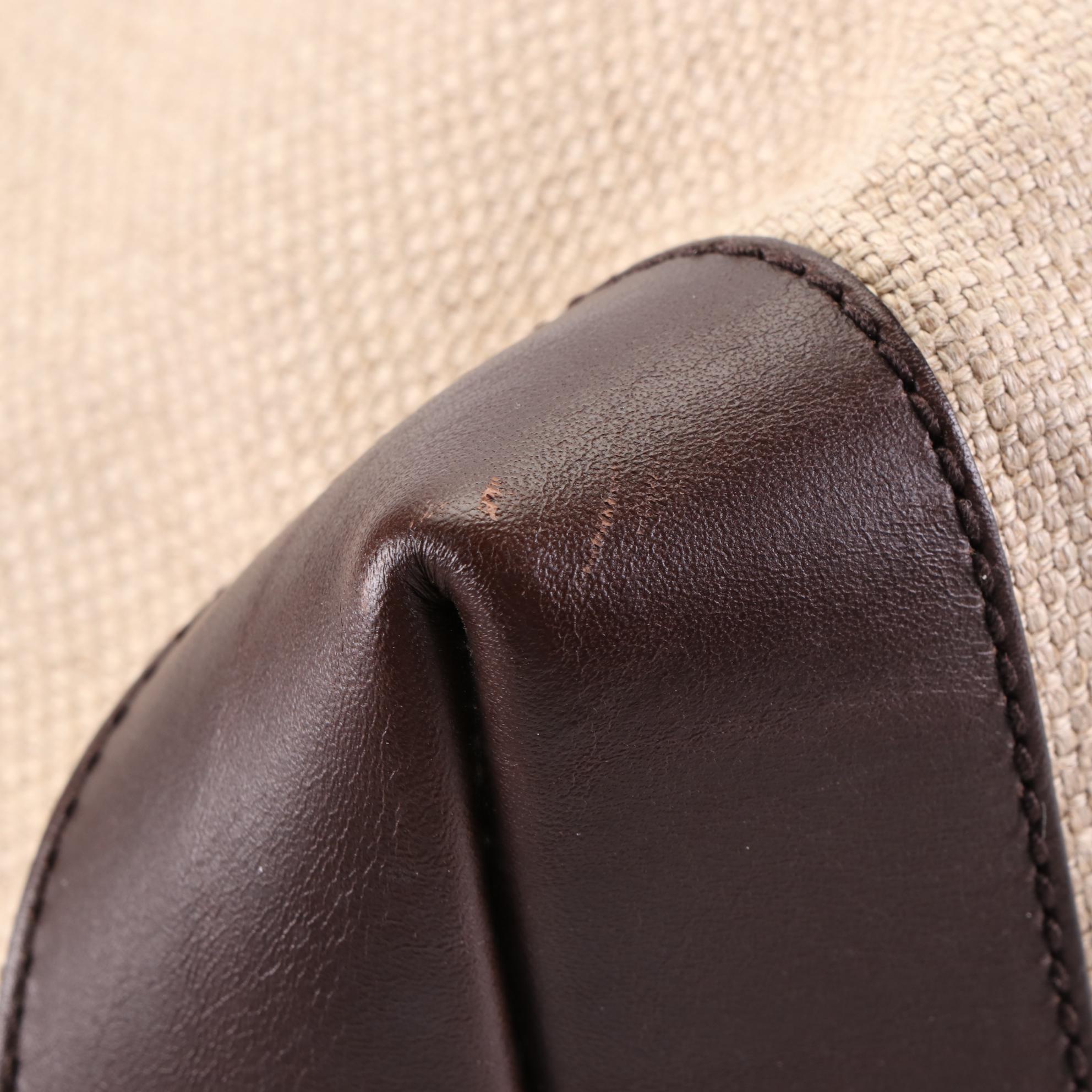 Gucci Tote Bag in Canvas and Brown Leather with Pouch