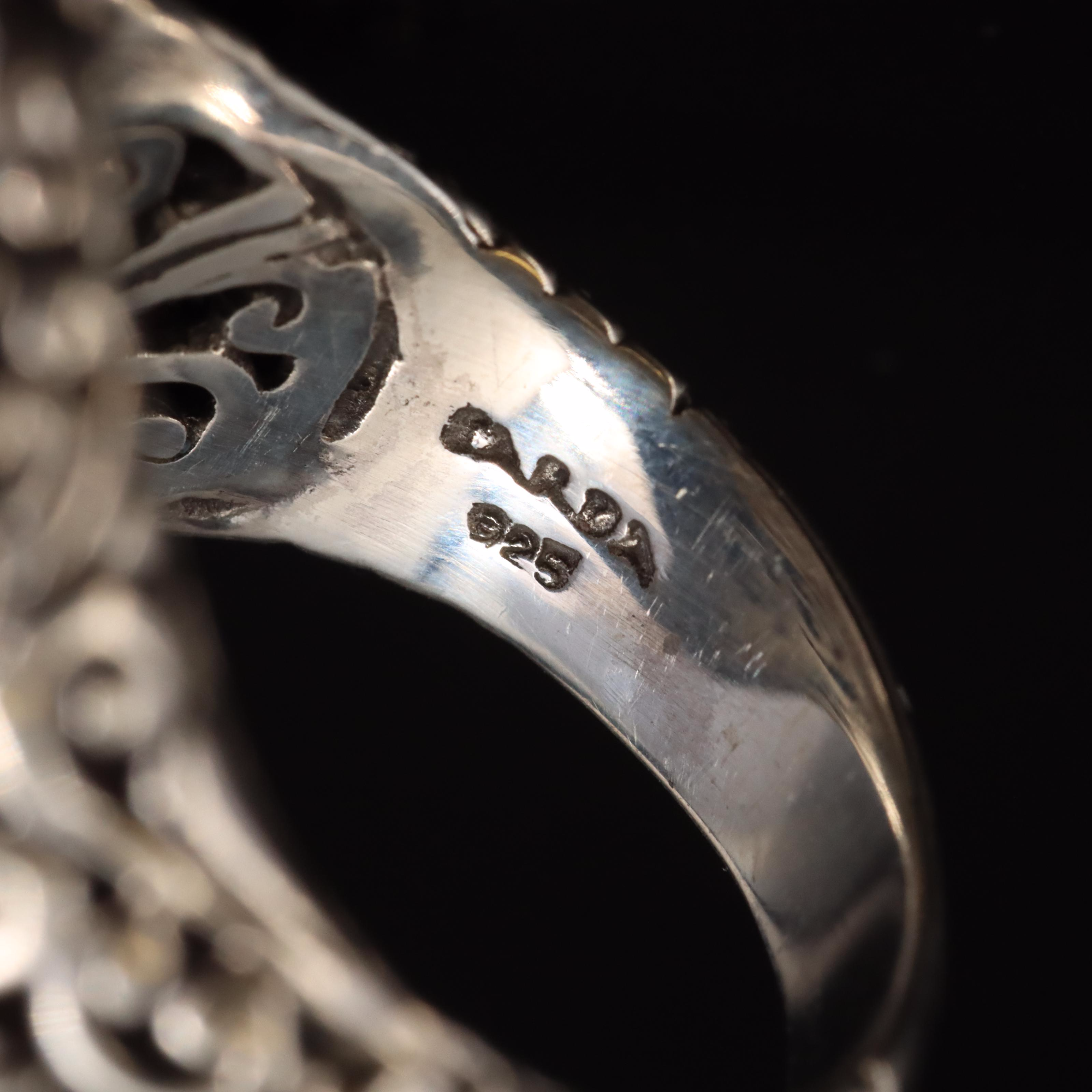 Sarda Sterling Shield and Mother-of-Pearl Butterfly Rings