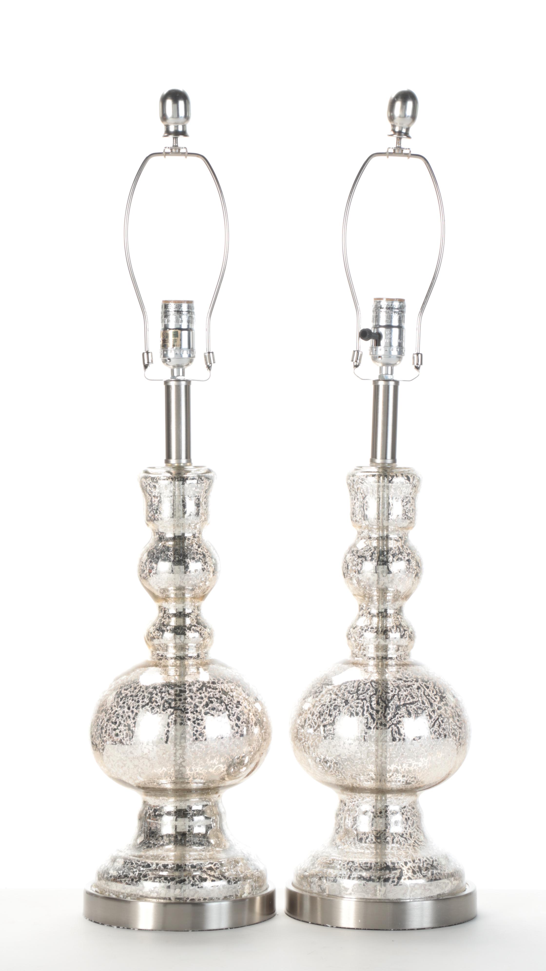 Pair of Decor Therapy Mercury Glass 3-Way Table Lamps