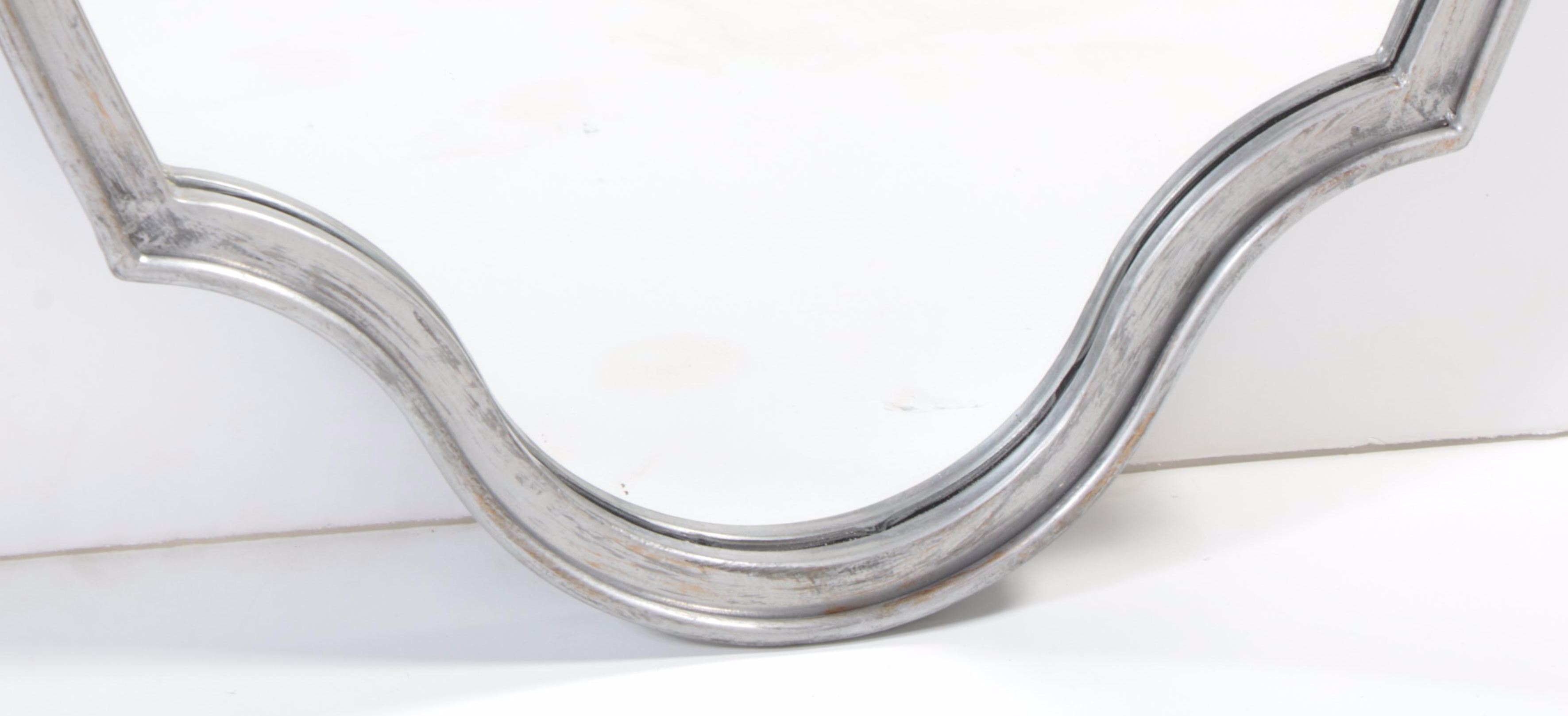 Antiqued Silver Metal Framed Oval Wall Mirror