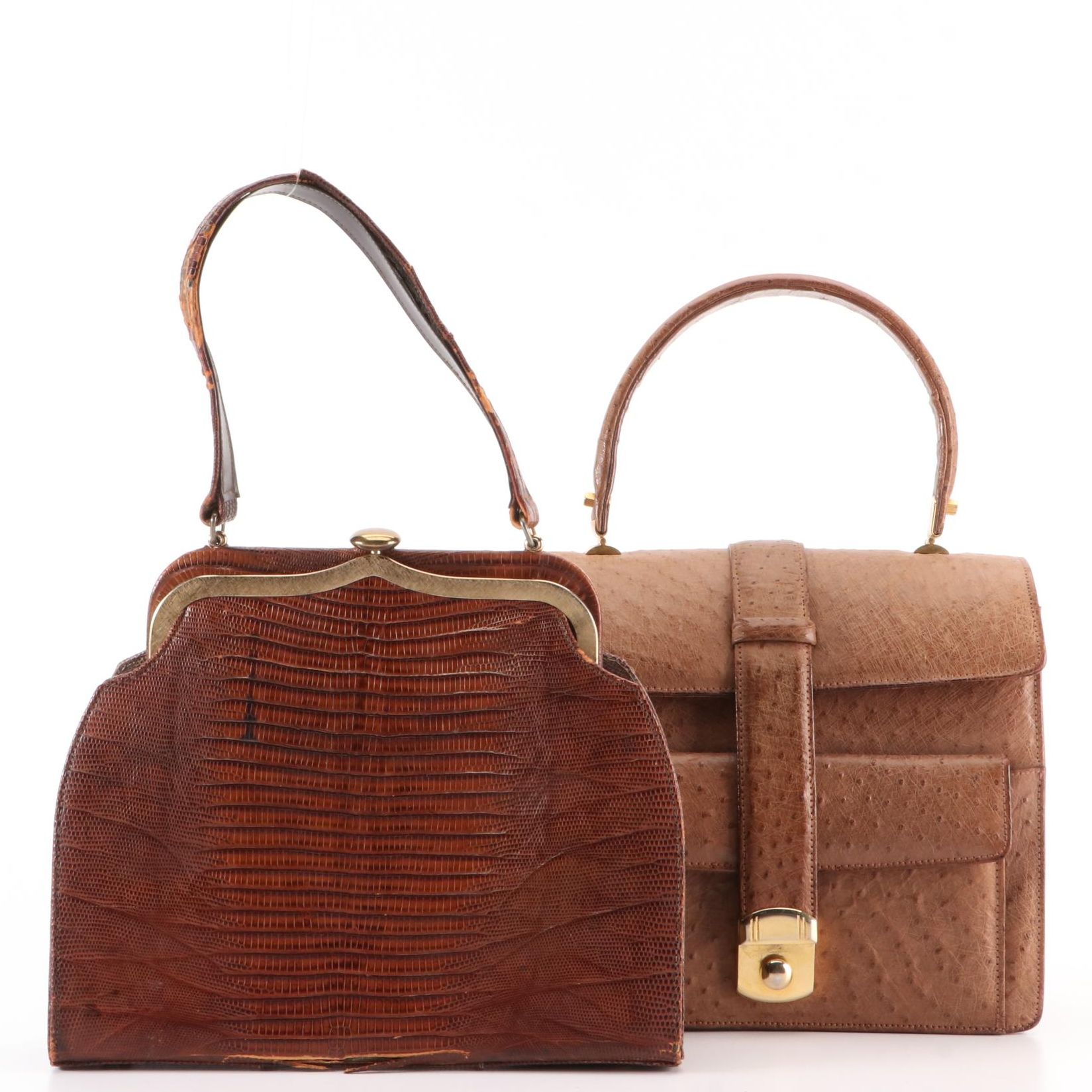 Ostrich and Lizard Skin Handbags