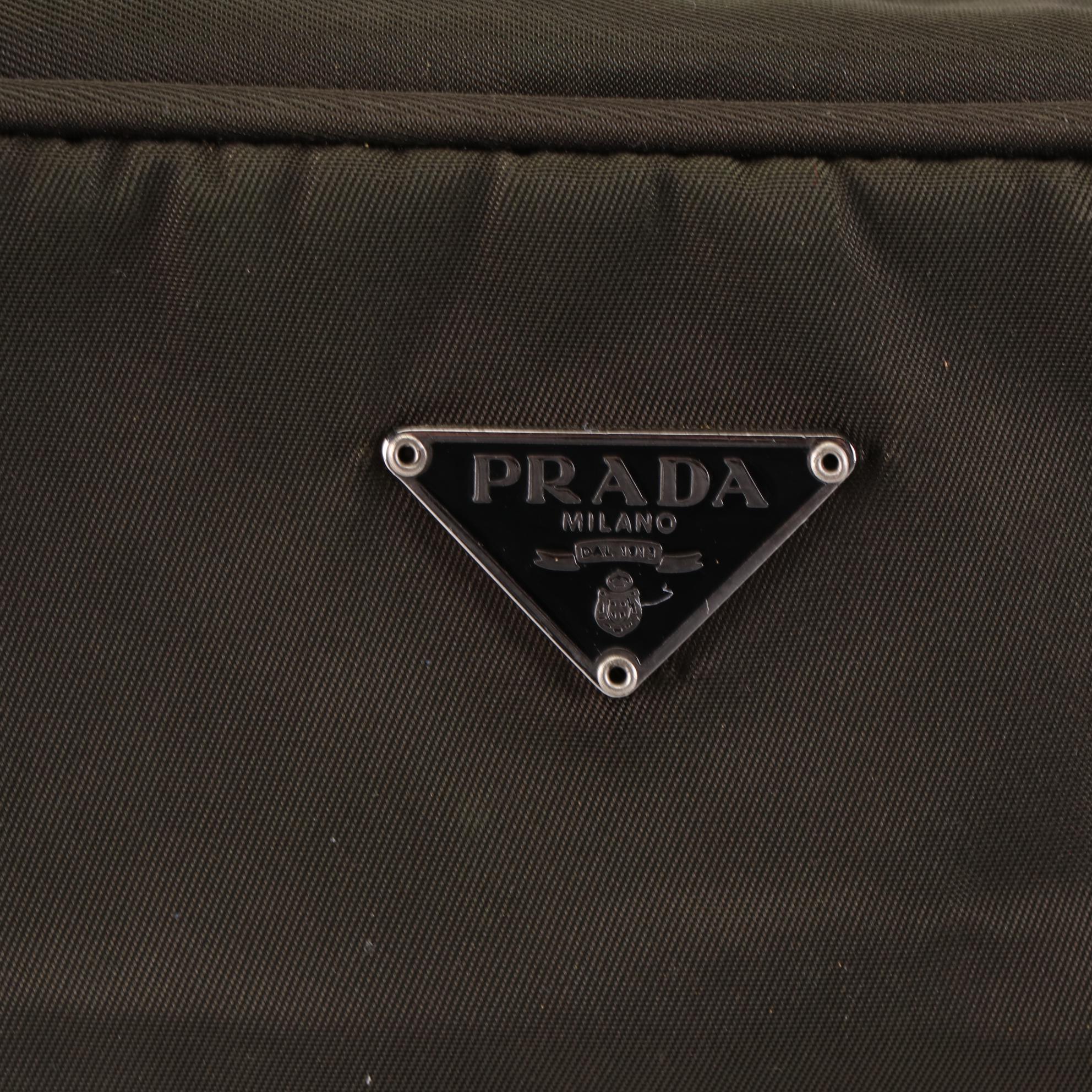 Prada Small Tote in Nylon Gabardine and Black Leather