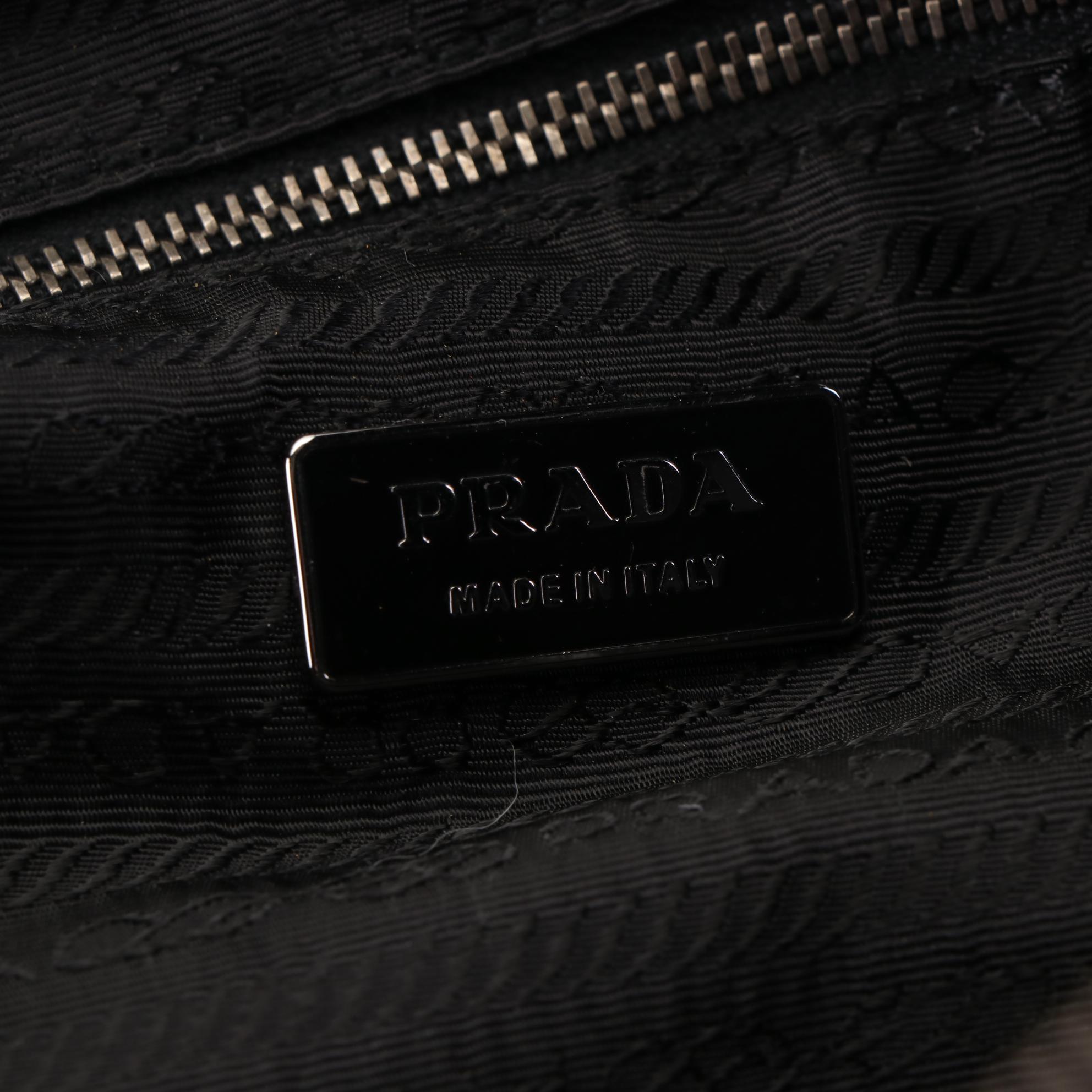 Prada Small Tote in Nylon Gabardine and Black Leather