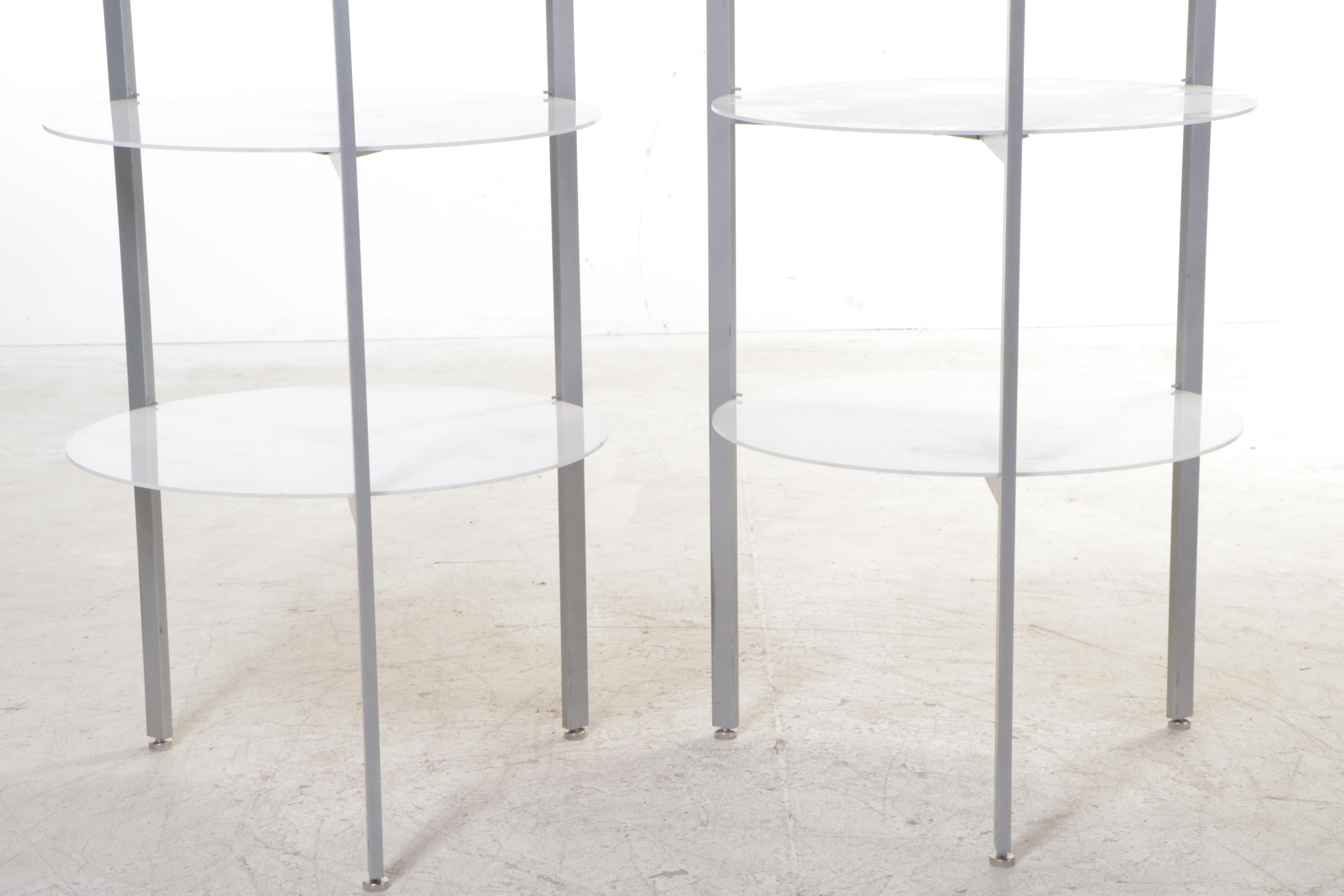 Pair of Metal and Acrylic Four-Tier Display Towers