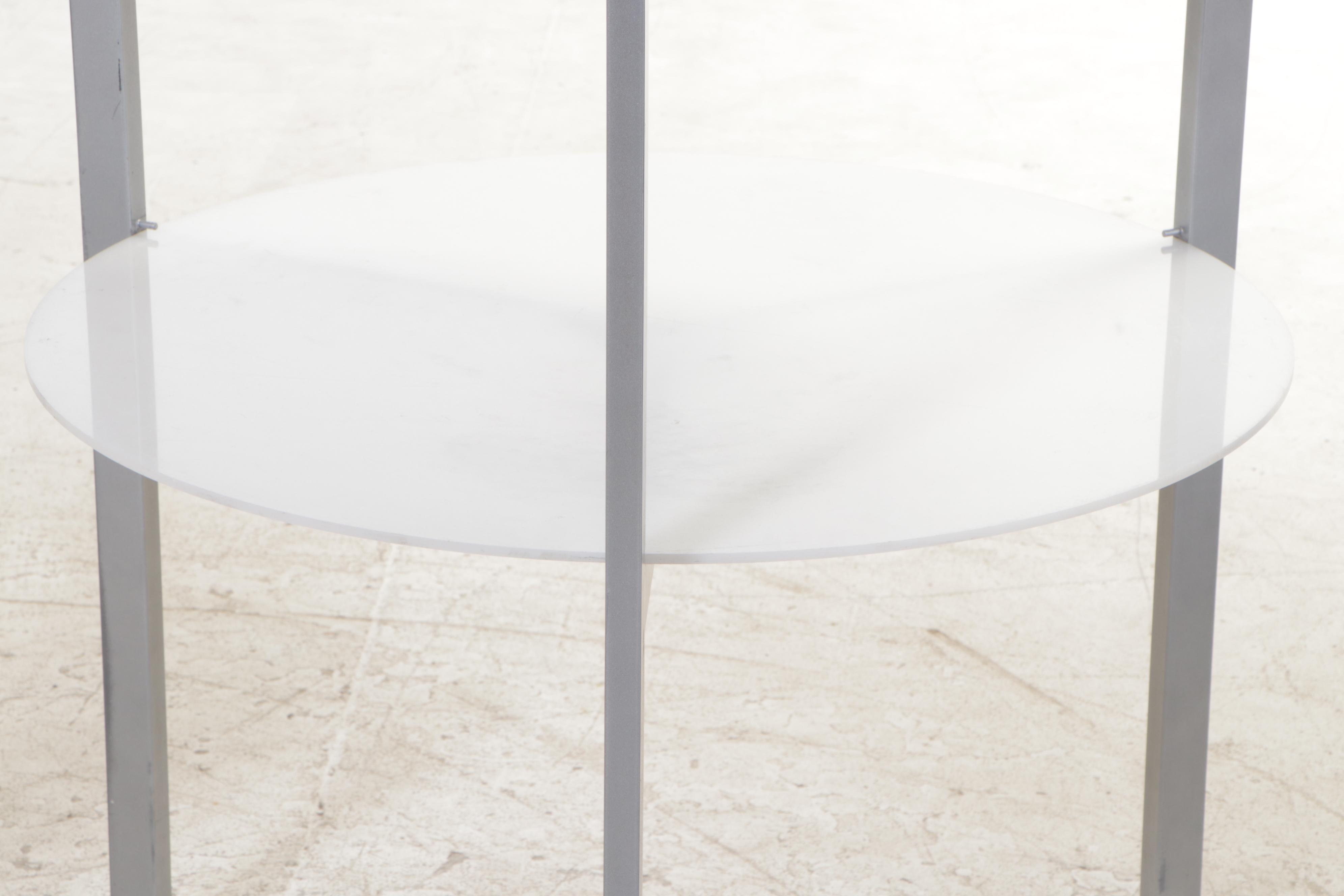 Pair of Metal and Acrylic Four-Tier Display Towers