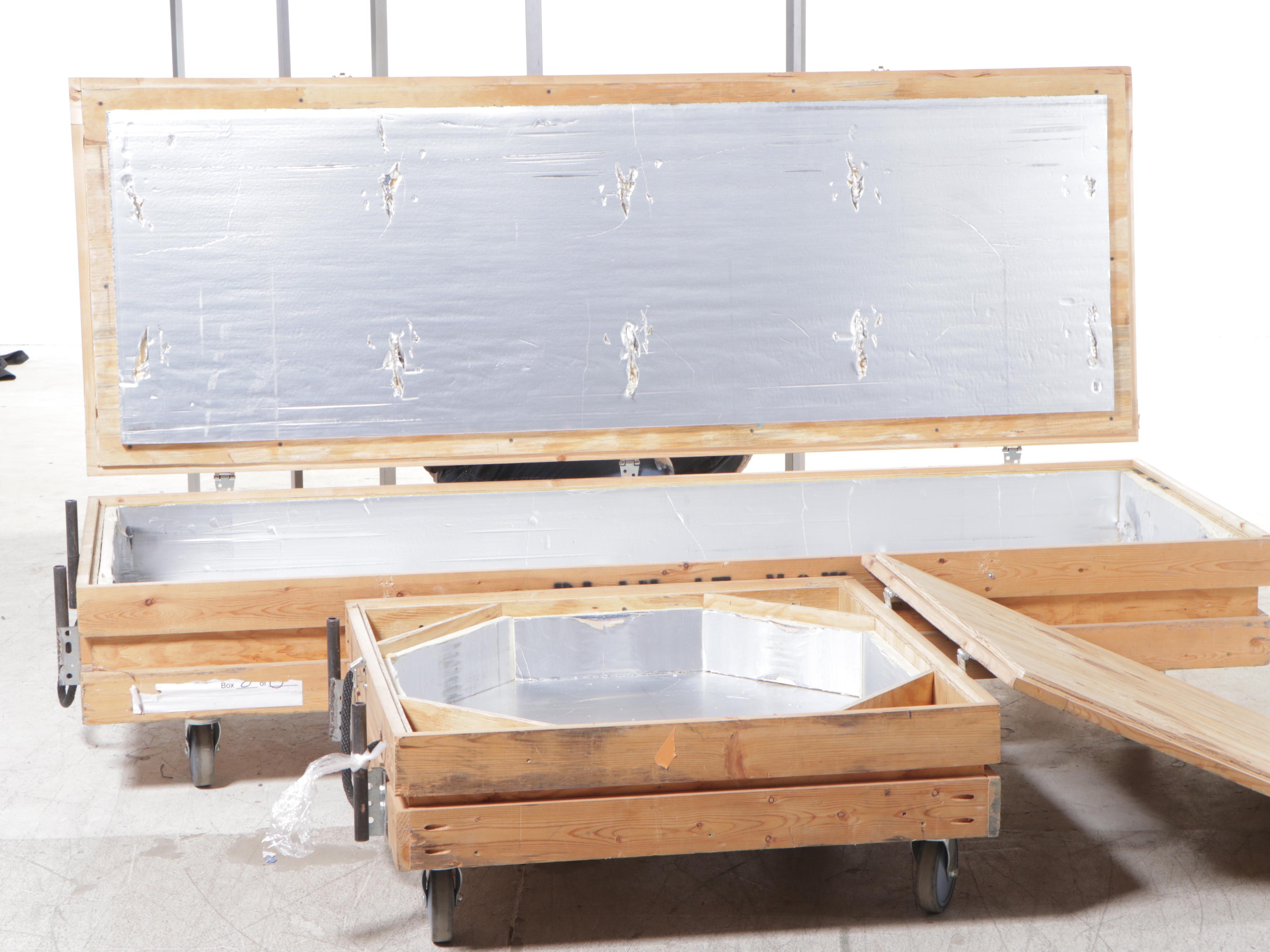 Pair of Metal and Acrylic Four-Tier Display Towers