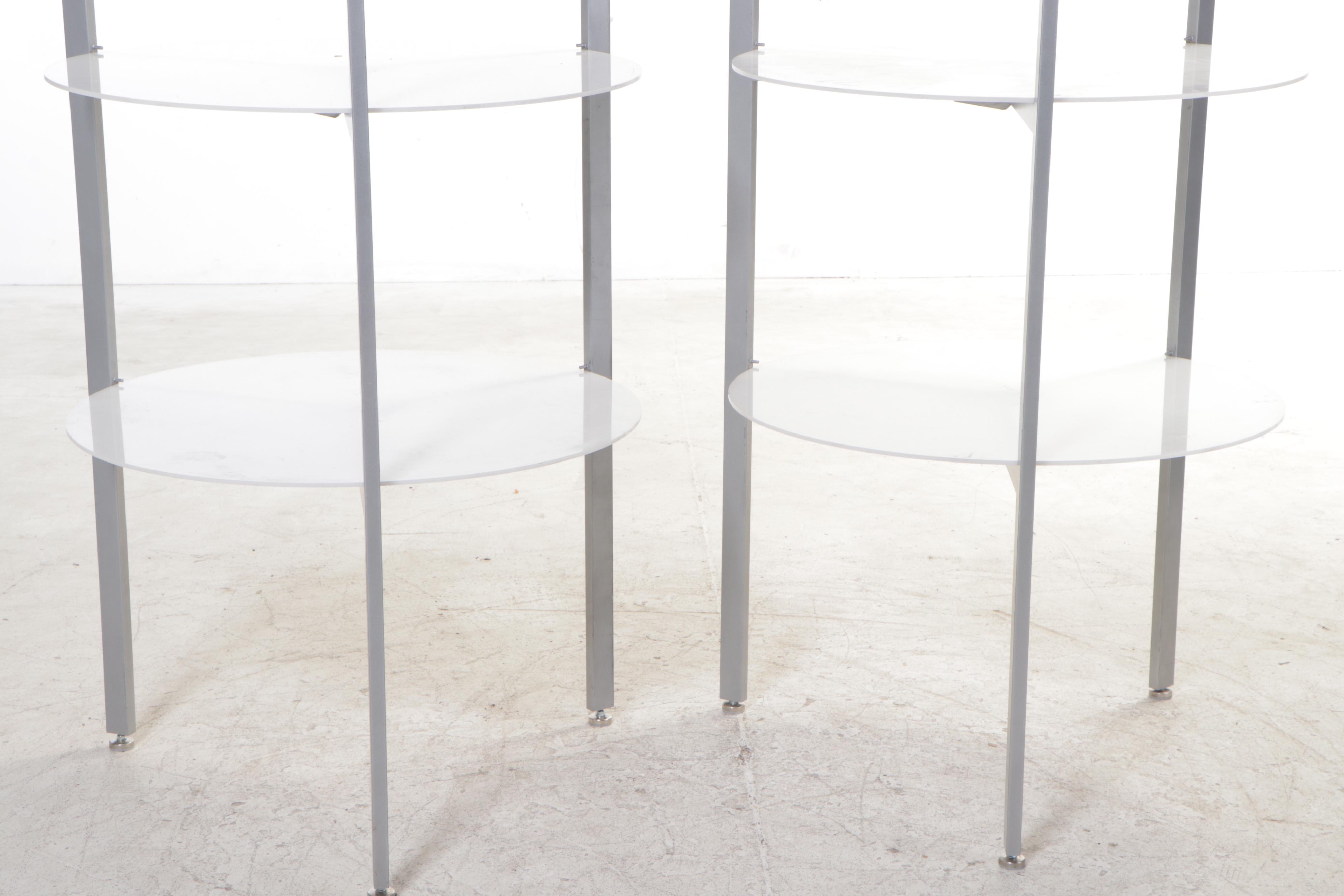 Pair of Metal and Acrylic Four-Tier Display Towers